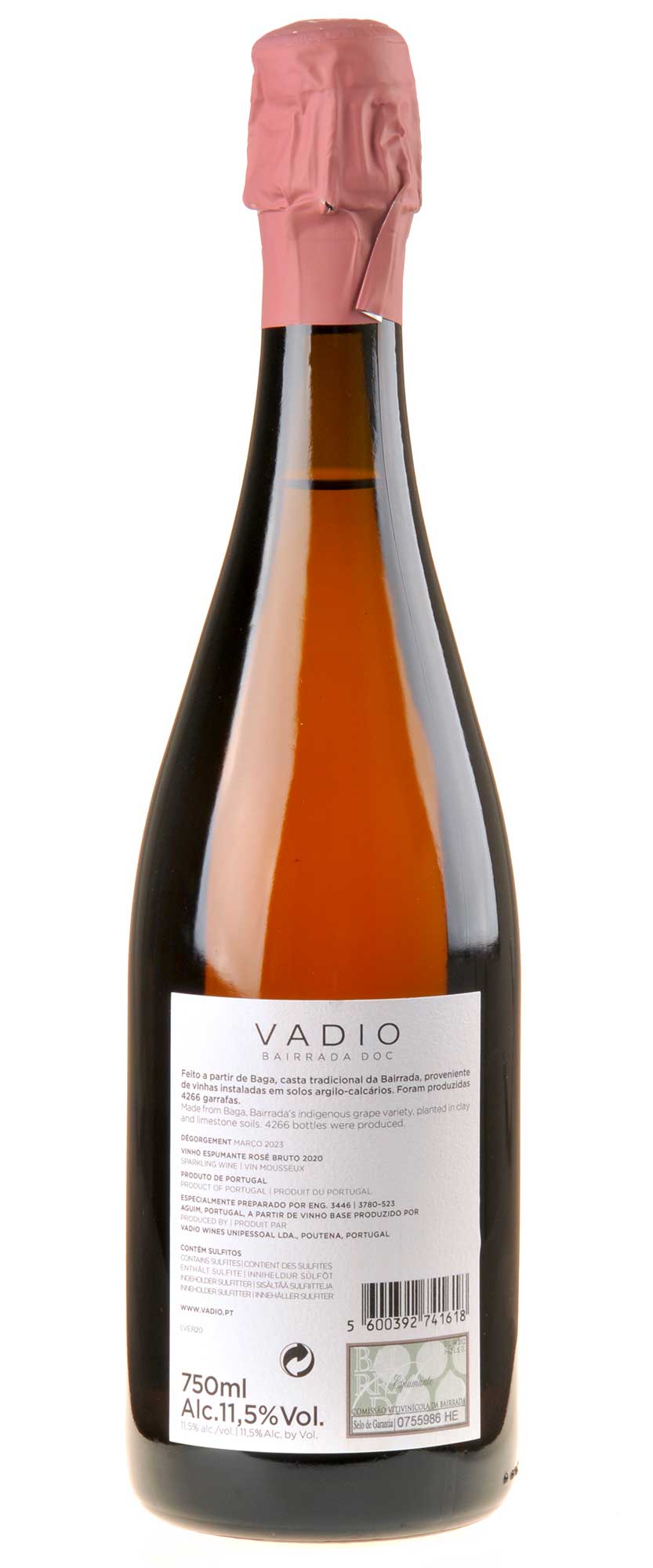 Vadio Rosé Bruto 2020 Rücketikett