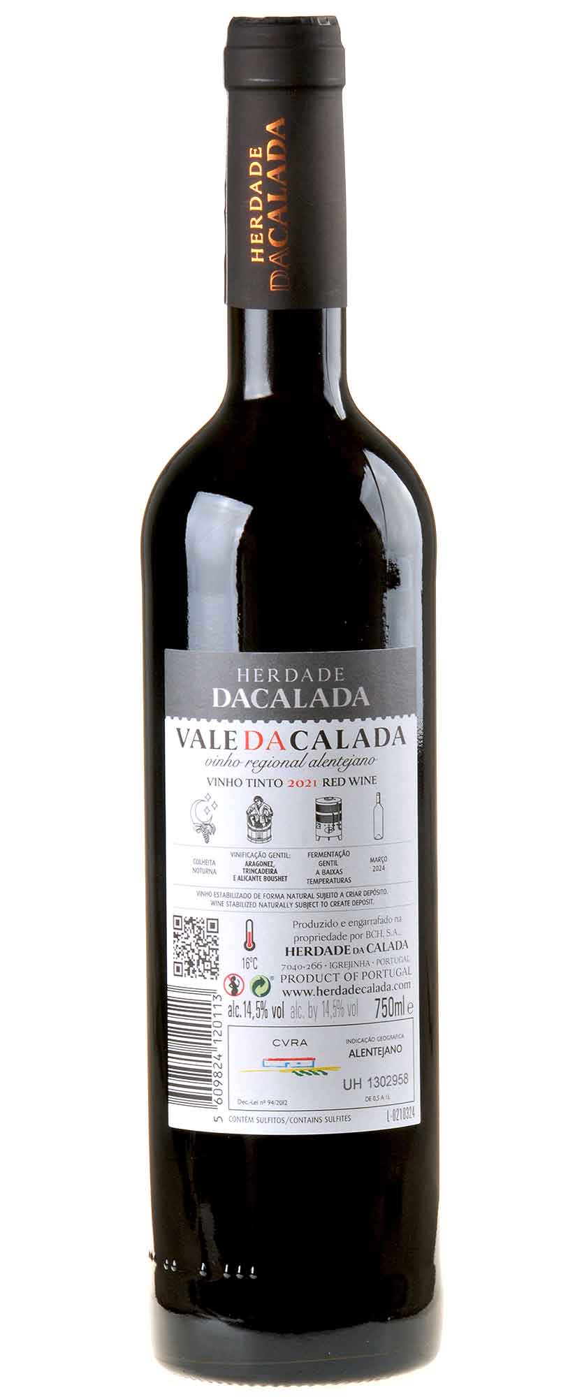 Herdade da Calada Vale da Calada Tinto 2021 Rücketikett