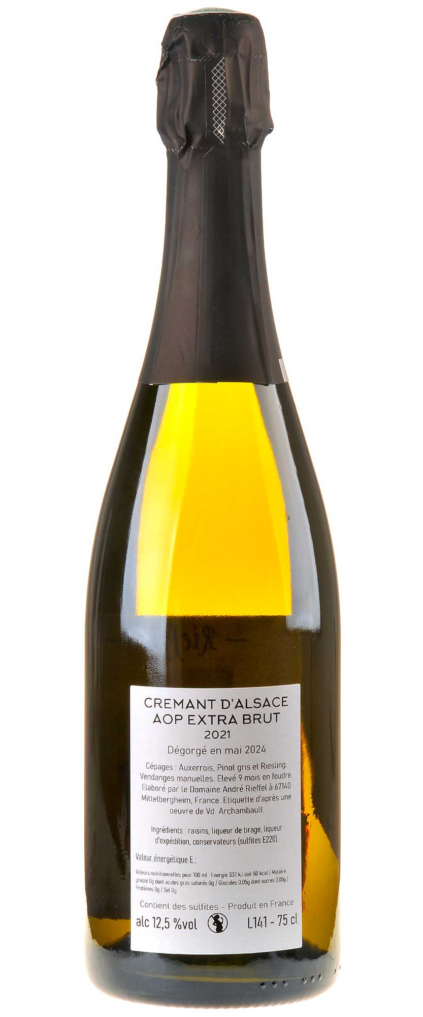 Domaine Rieffel Crémant d'Alsace Extra Brut 2021 Rücketikett