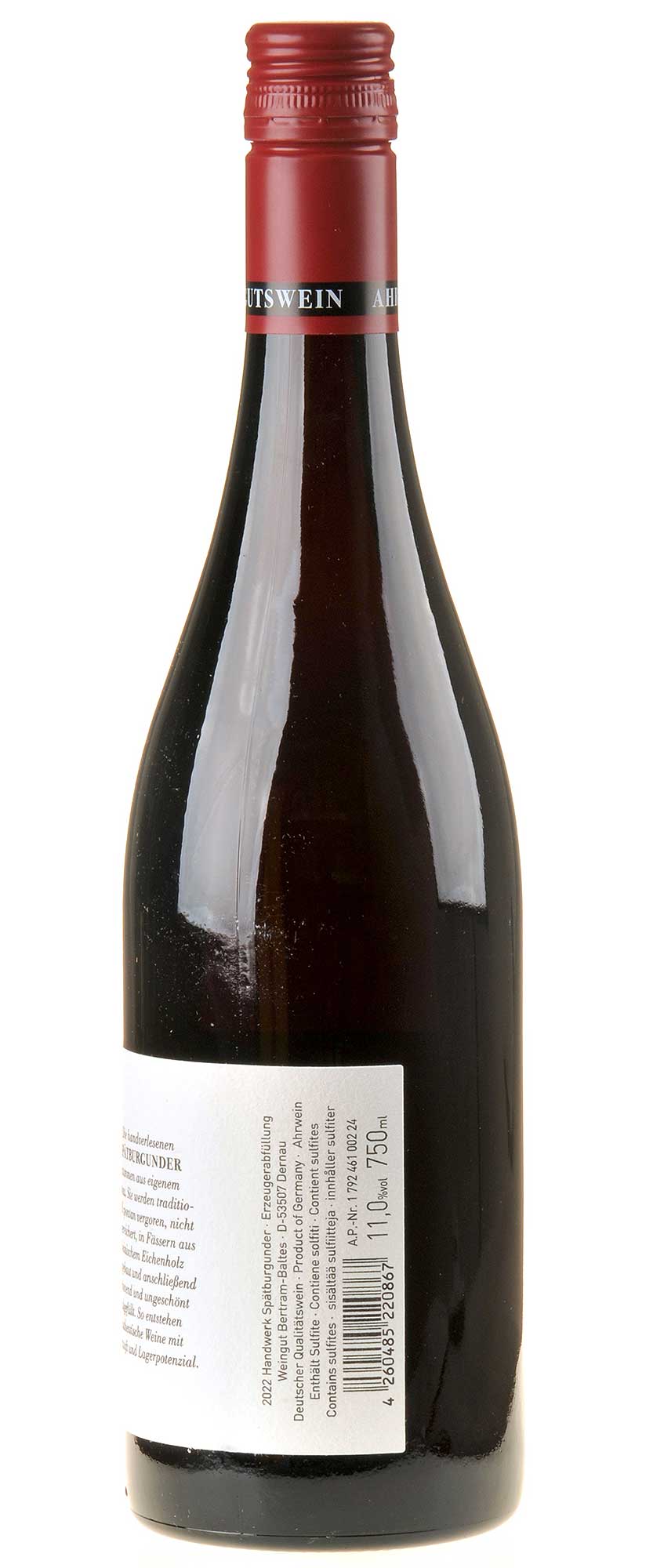 Bertram - Baltes Spätburgunder Handwerk 2022 Rücketikett