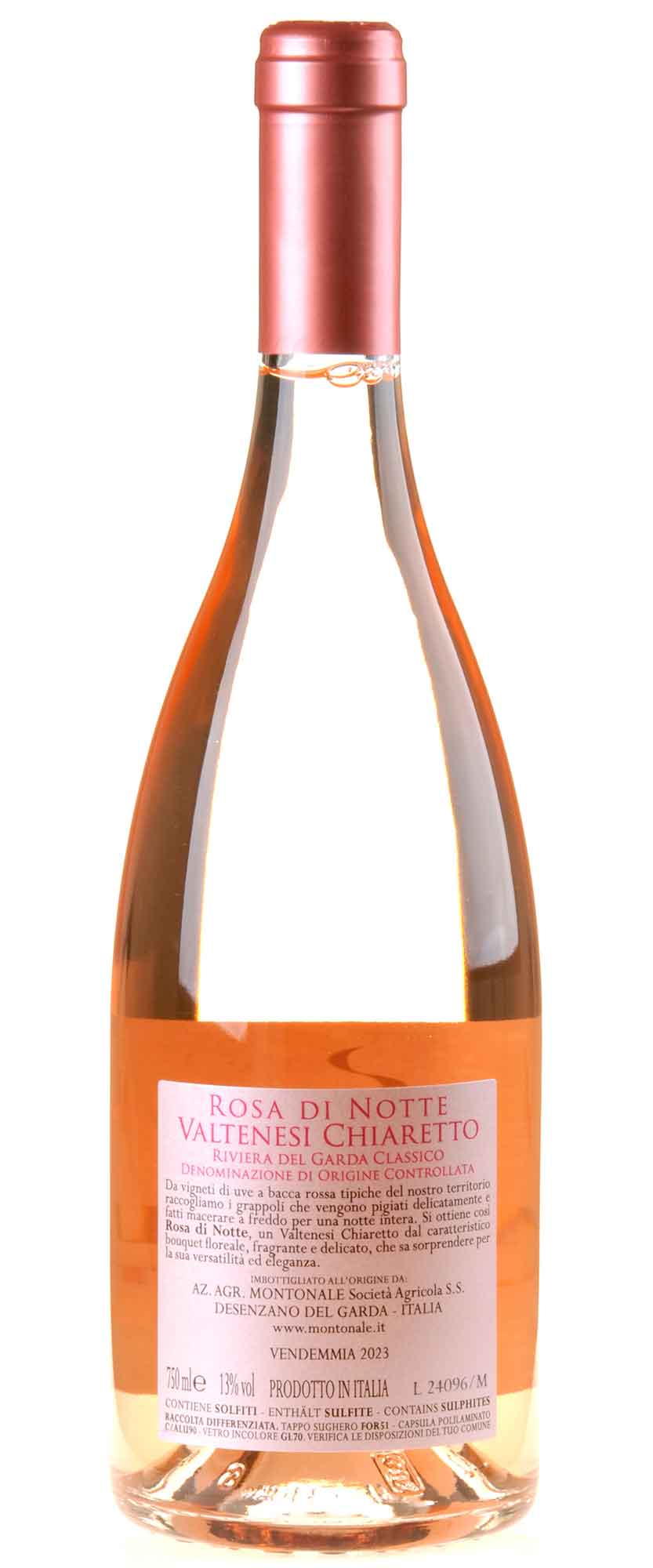 Montonale Rosa di Notte Riviera di Garda Classico 2023 Rücketikett