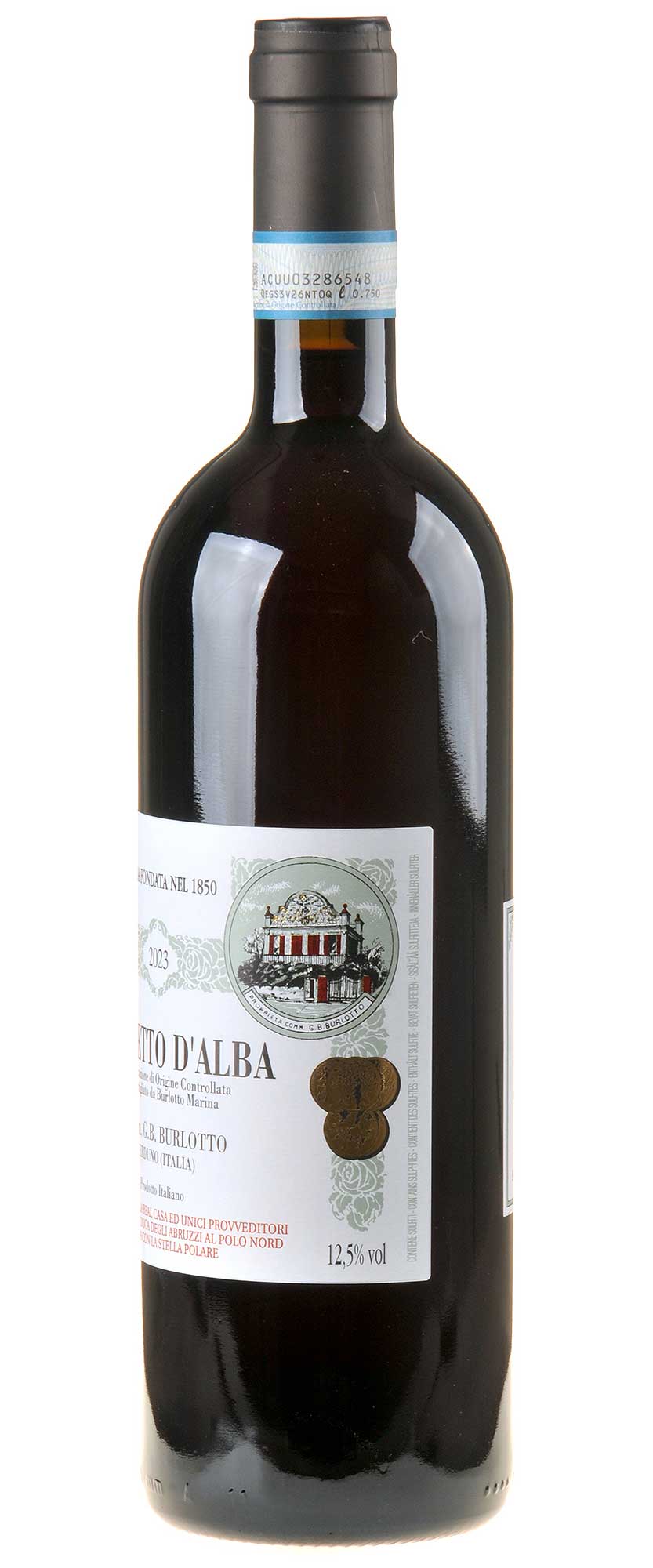 Comm. G.B. Burlotto Dolcetto d'Alba 2023 Seitenetikett