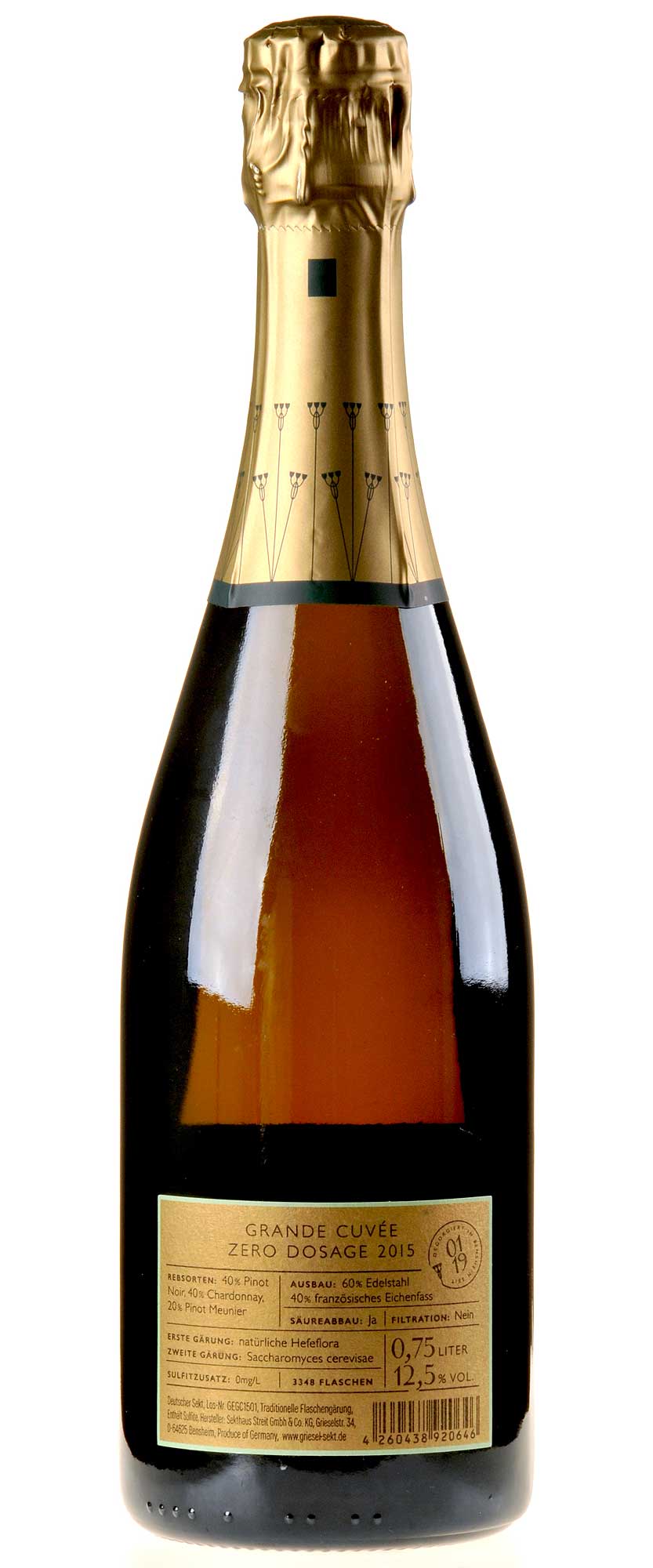 Griesel & Compagnie  Grande Cuvée Exquisit Dosage Zero 2015 Rücketikette