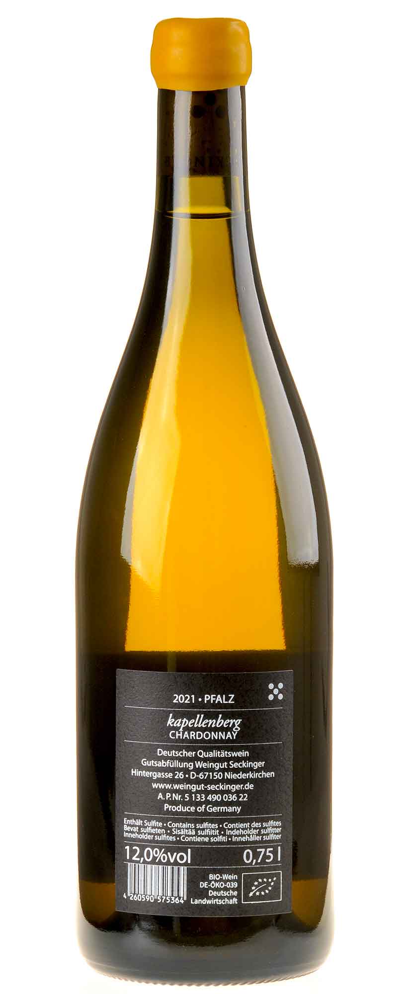 Seckinger Chardonnay Maikammer Kapellenberg Bio 2021 Rücketikett