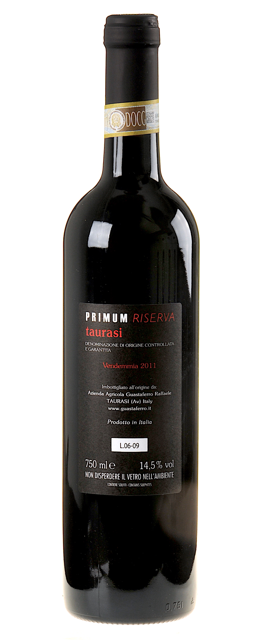 Guastaferro Raffaele Taurasi Primum Riserva 2011 Rücketikette