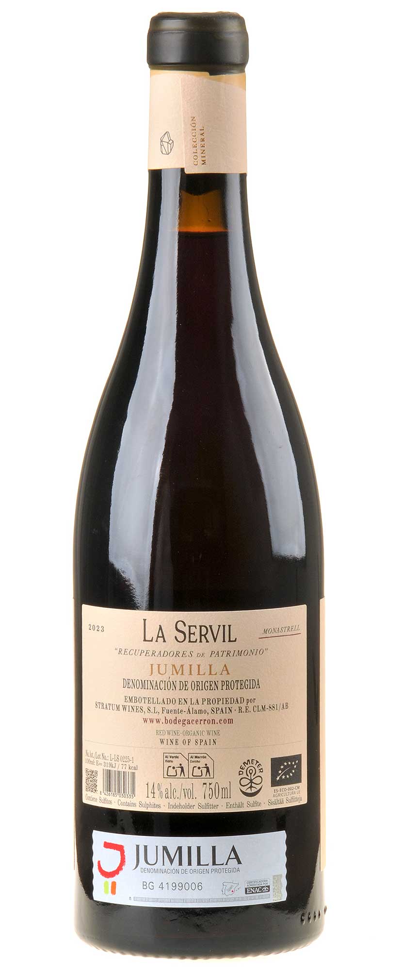 Bodega Cerrón La Servil Bio 2023 Rücketikett