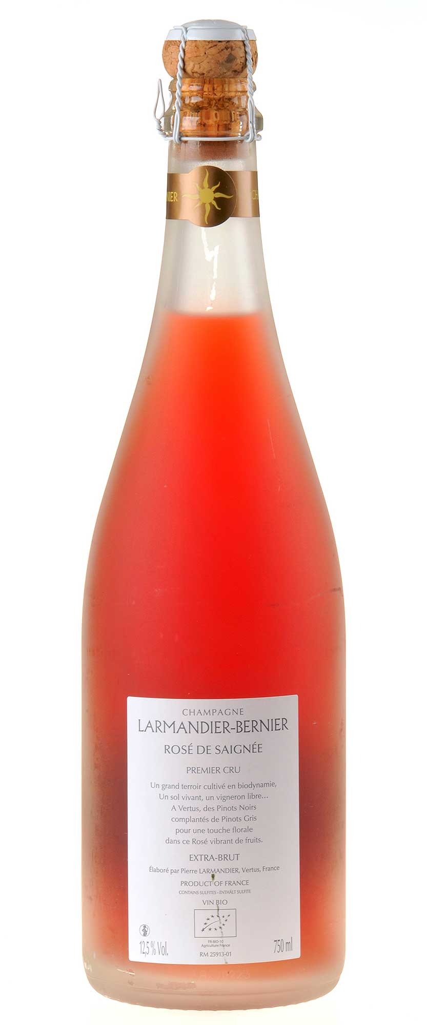 Larmandier-Bernier Champagne Rosé de Saignée Premier Cru Extra Brut Bio Rücketikett