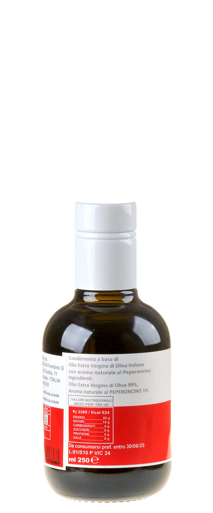 Terraliva Fusion Olivenöl mit Pepperncino  250ml Seitenetikett