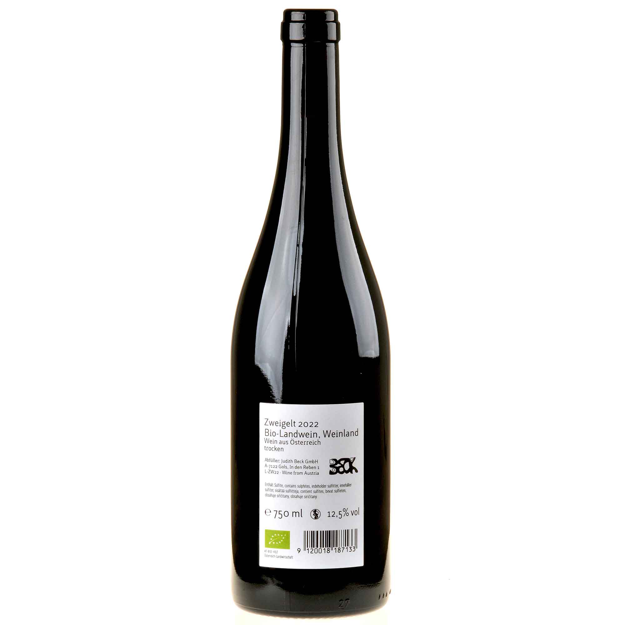 Judith Beck Zweigelt Bio 2022 Rücketikett