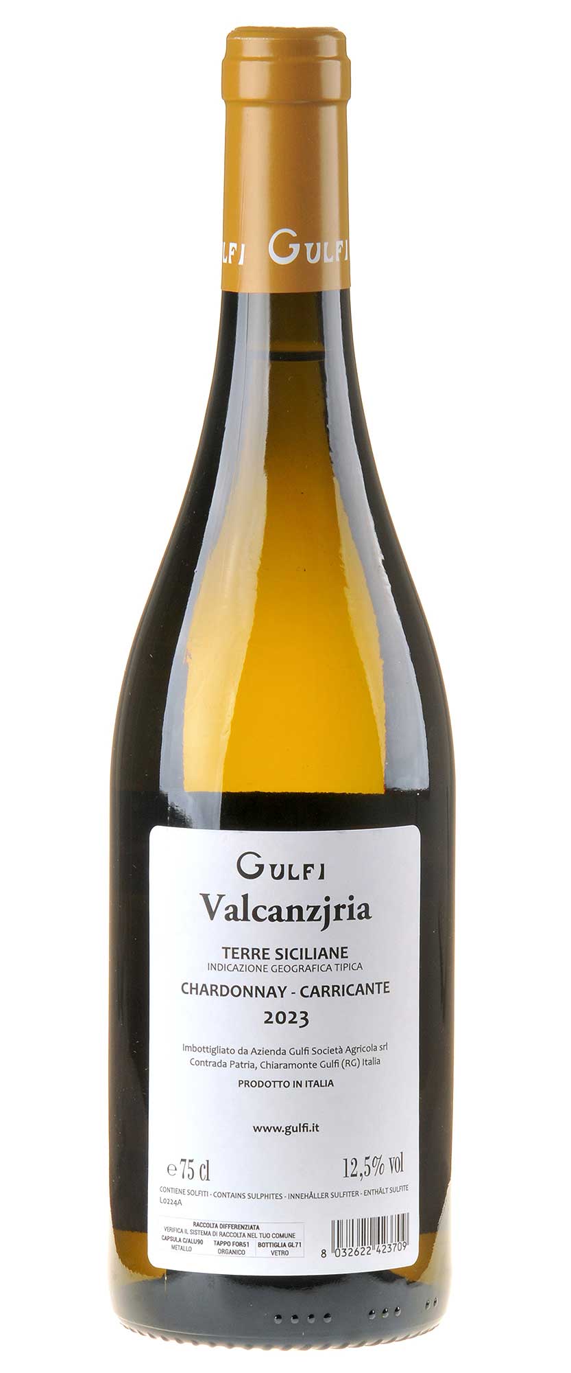 Gulfi Valcanzjria Bio 2023 Rücketikett