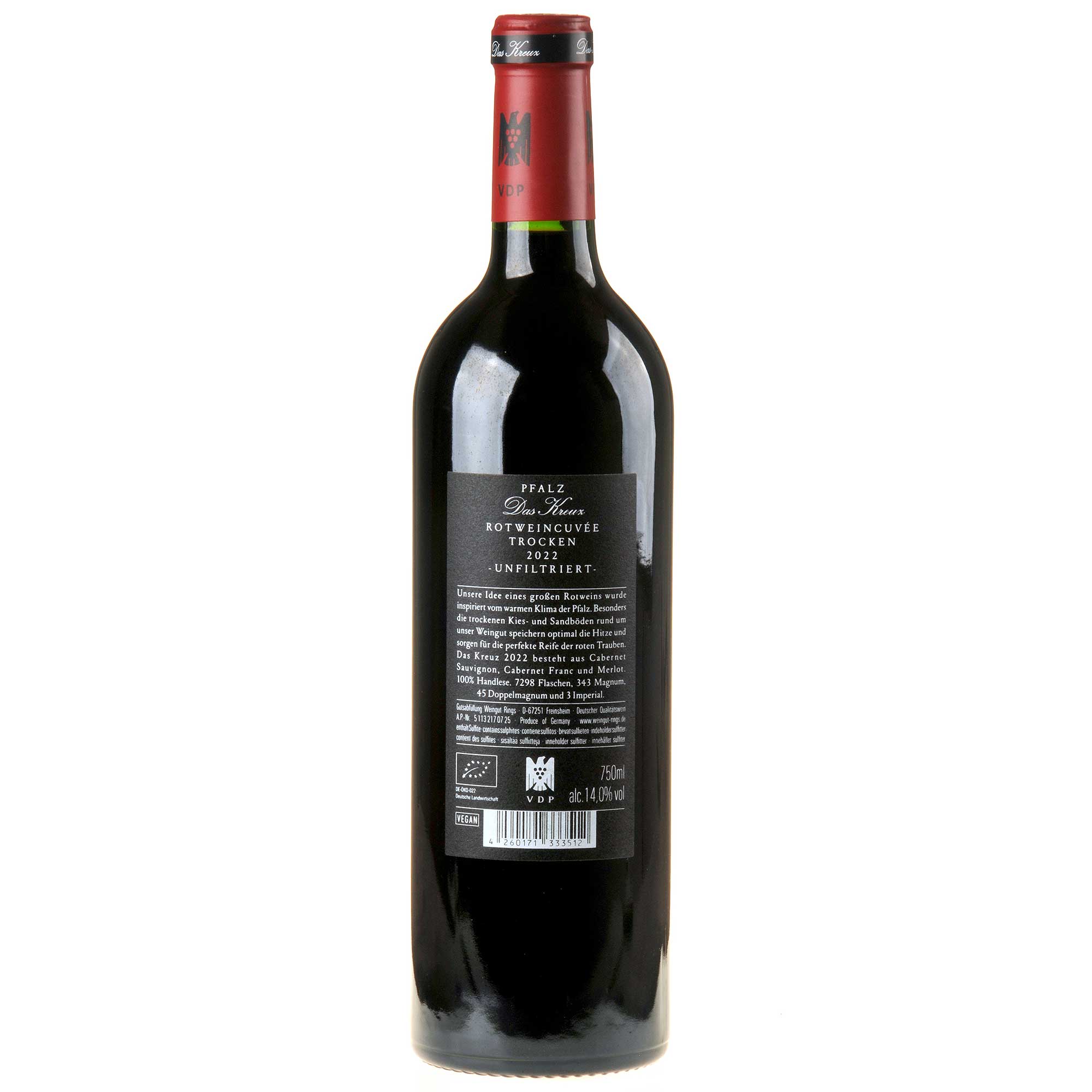 Weingut Rings Das Kreuz Rotweincuvée 2022 Ruecketikett