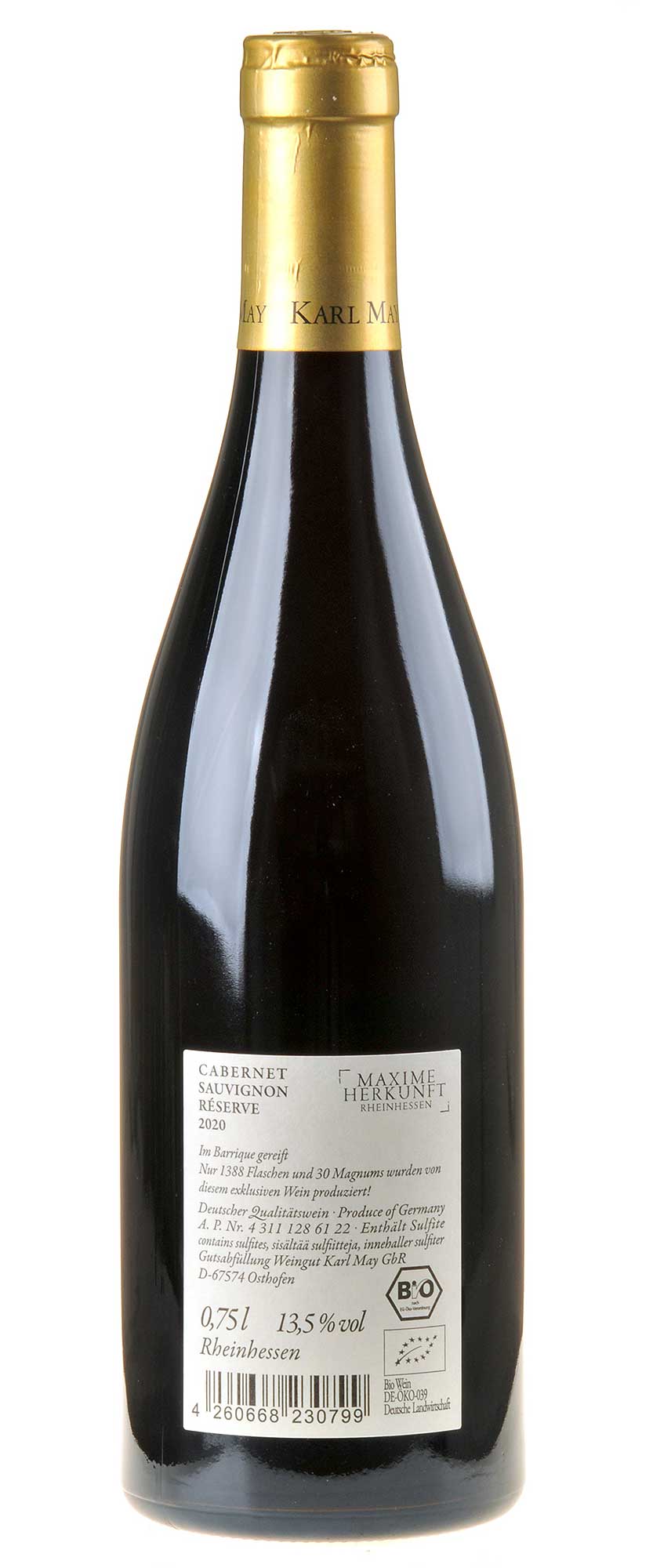 Karl May Cabernet Sauvignon Réserve 2020 Rücketikett