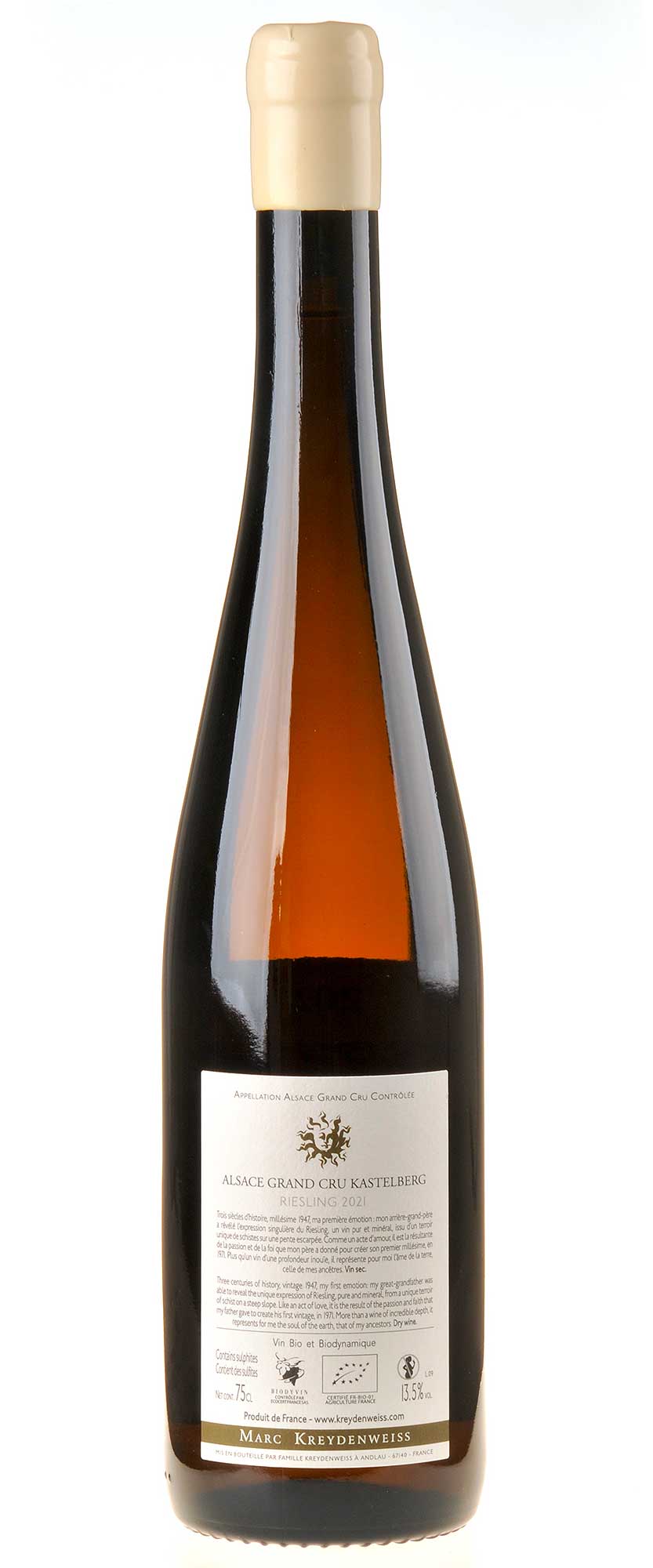 Marc Kreydenweiss Riesling Kastelberg Grand Cru Bio 2021 Rücketikett