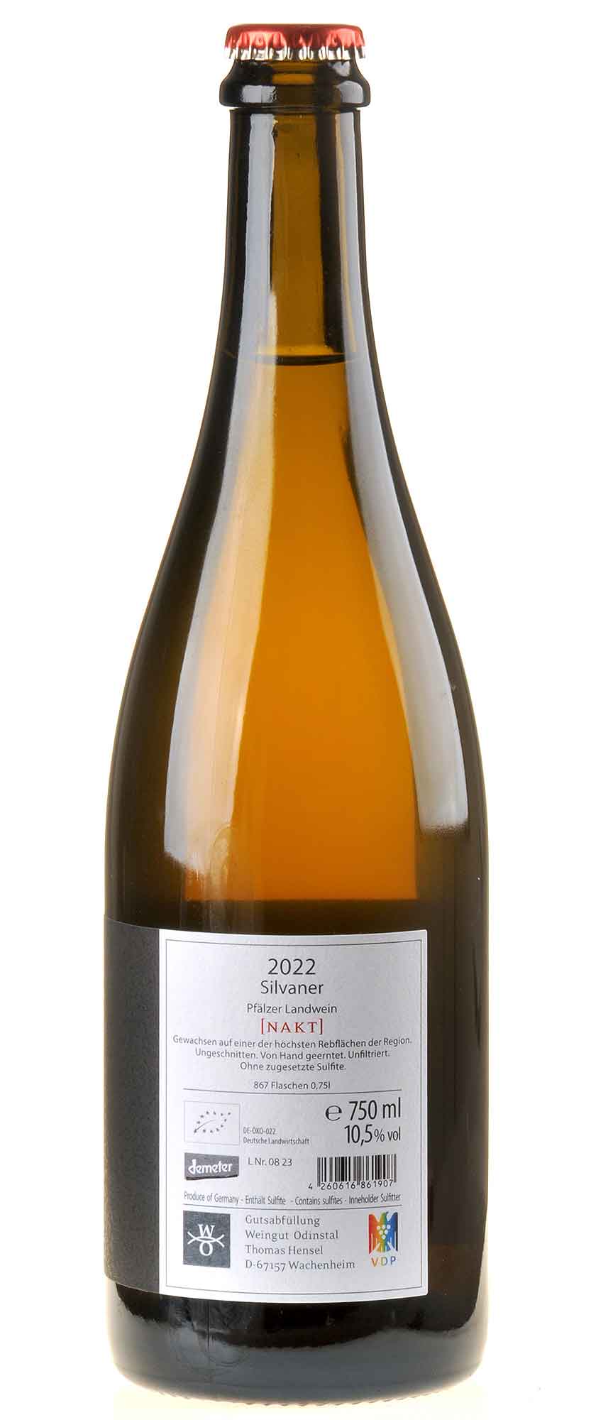 Weingut Odinstal Silvaner Nakt Bio 2022 Rücketikett