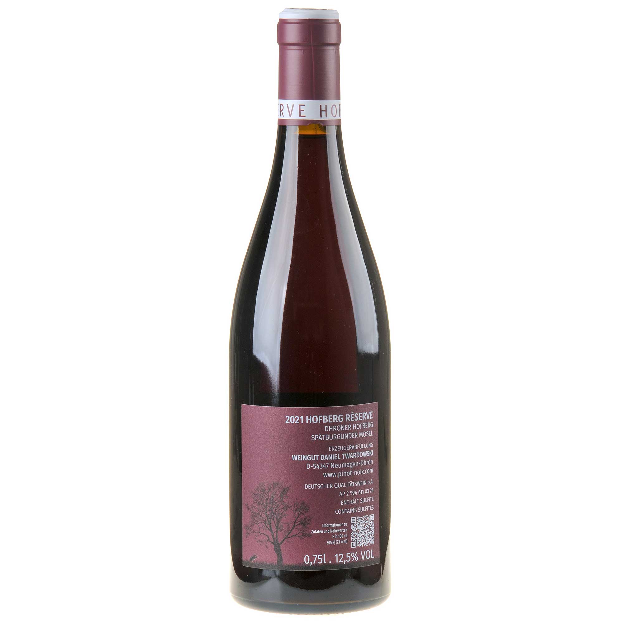Daniel Twardowski Pinot Noix Hofberg Réserve 2021 Rücketikett