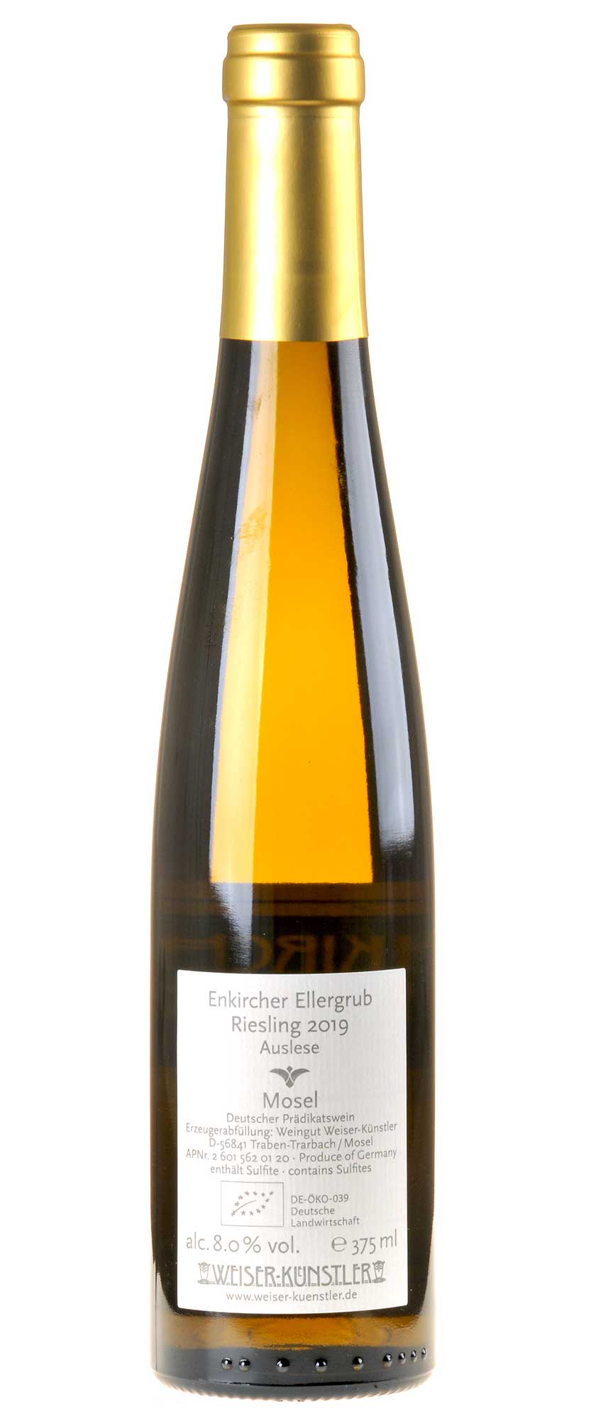 Weiser-Künstler Riesling Ellergrub Auslese Goldkapsel 0,375l Bio 2019 Rücketikette