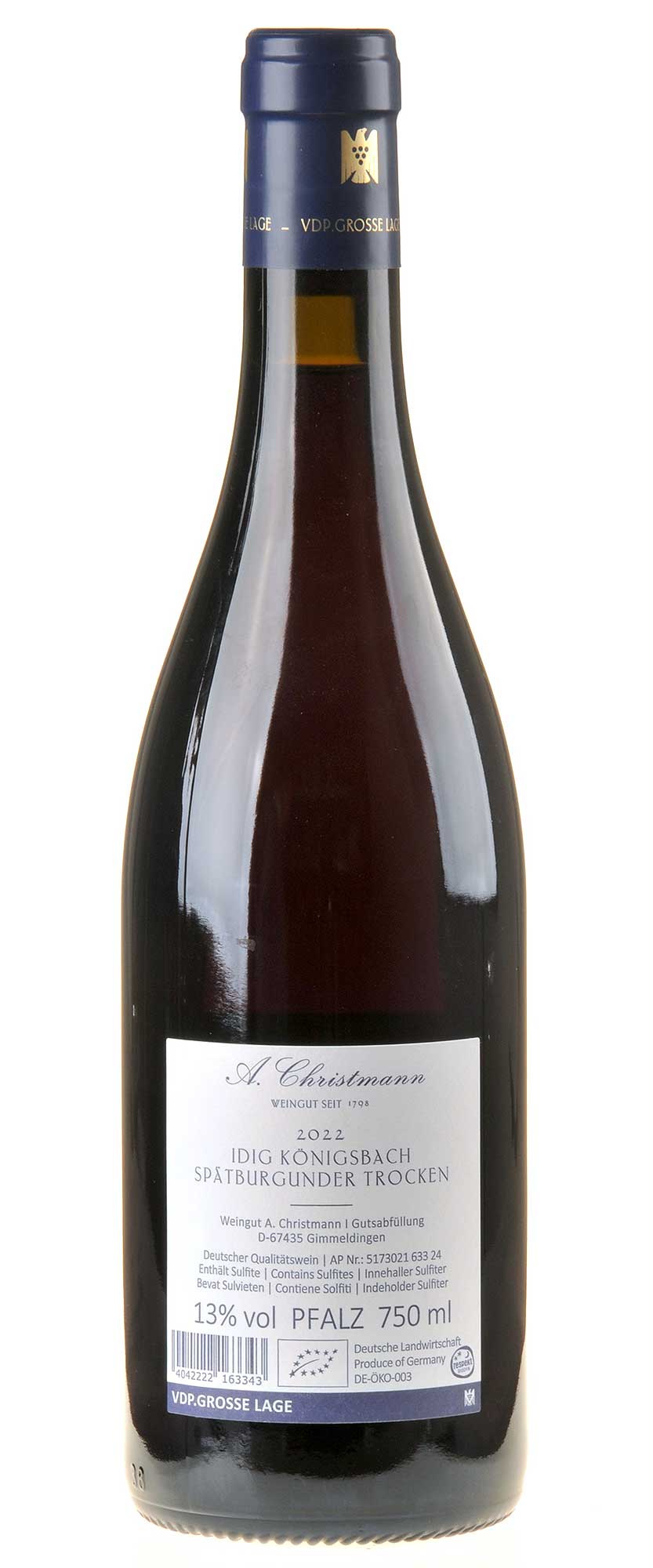 A.Christmann Spätburgunder Idig Großes Gewächs Bio 2022 Rücketikett