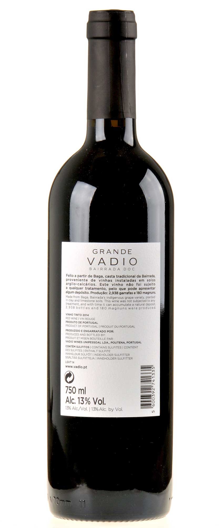 Vadio Vinho Tinto " GRANDE VADIO" 2014 Rücketikette