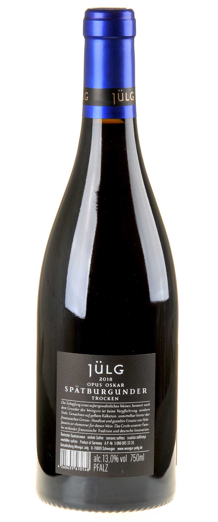 Weingut Jülg Spätburgunder Opus-Oskar 2018 Rücketikett