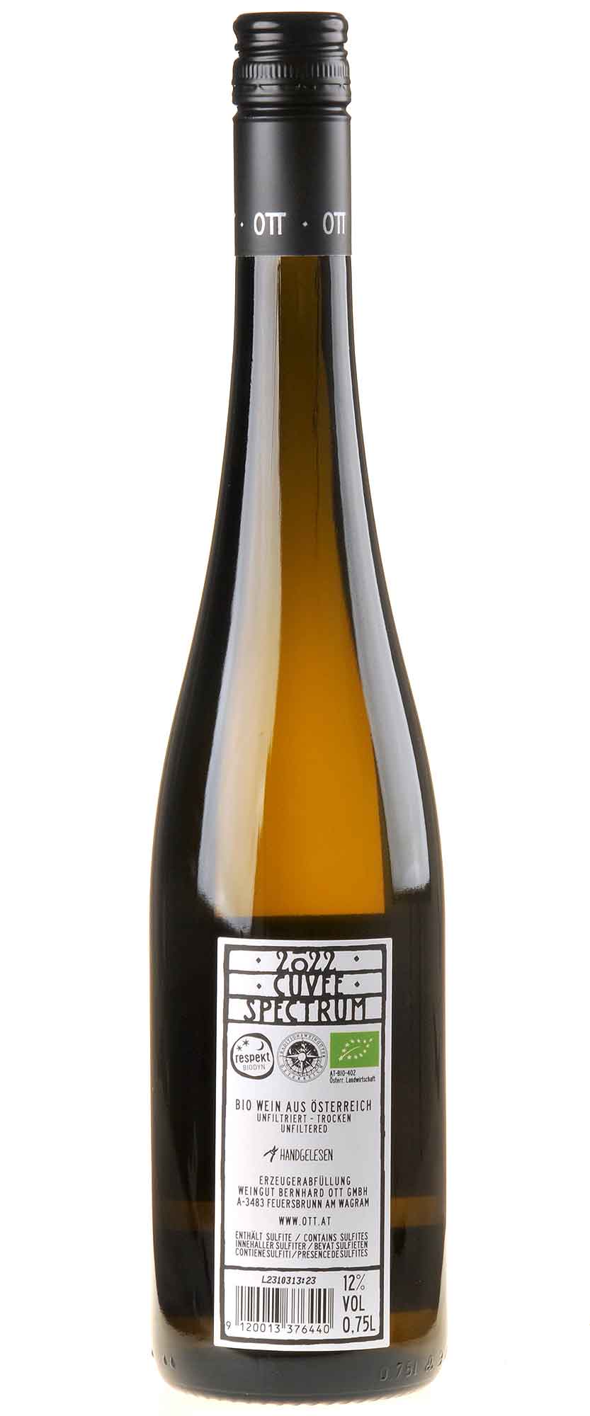 Bernhard Ott Cuvée Spectrum Bio 2022 Rücketikett