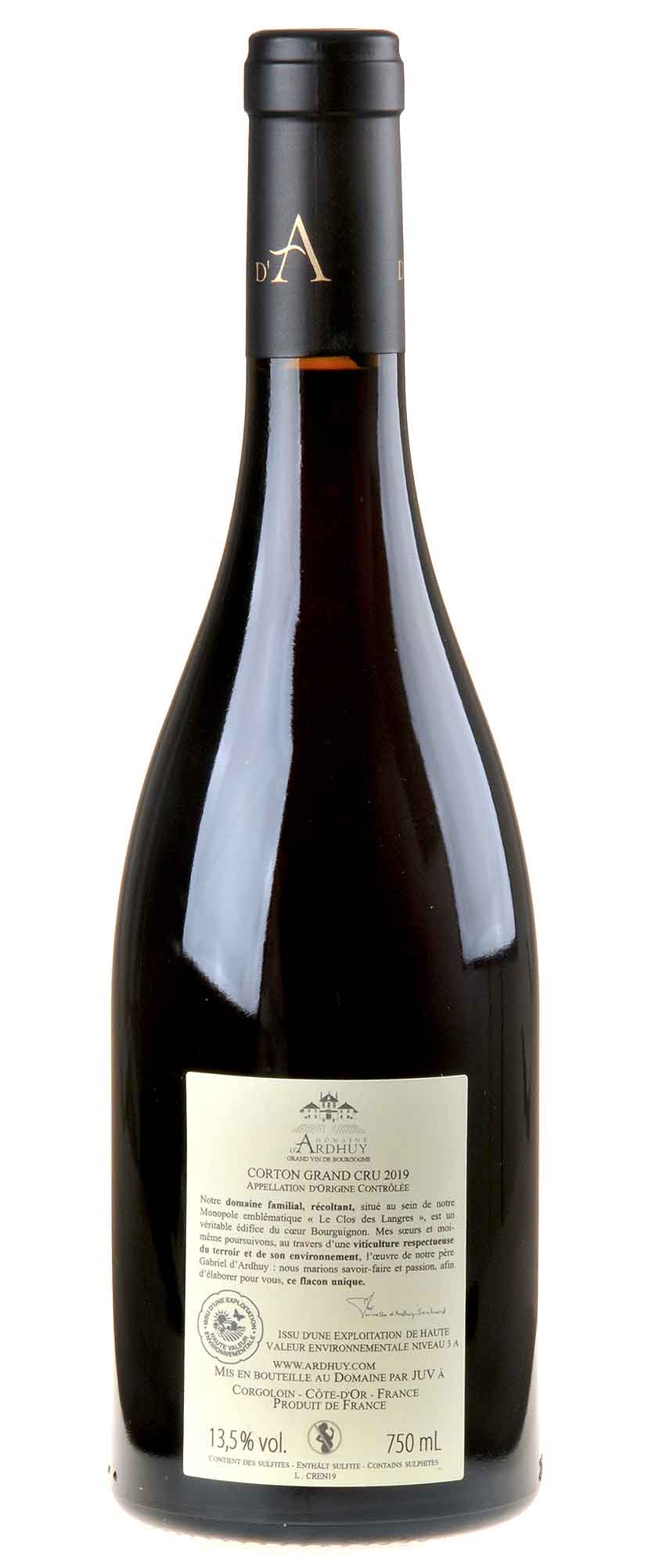 Domaine d'Ardhuy Corton Les Renardes Grand Cru 2019 Rücketikett