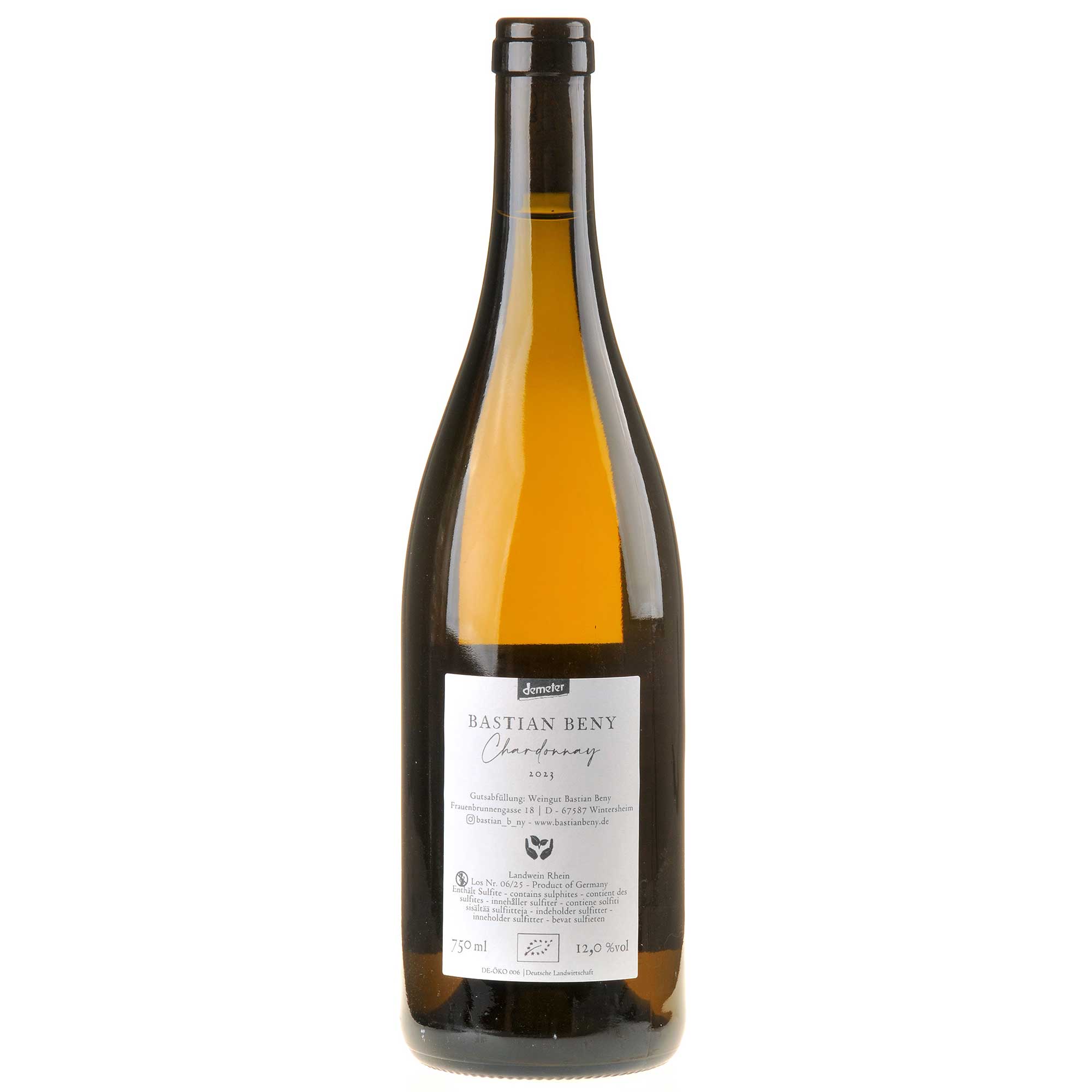 Weingut Bastian Beny Chardonnay Bio 2023 Rücketikett