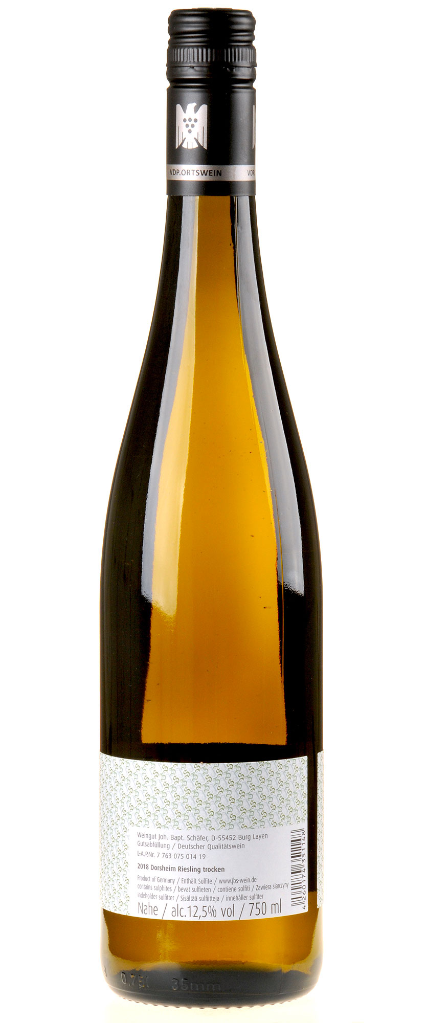Joh. Bapt. Schäfer Dorsheim Riesling 2018 Rücketikette