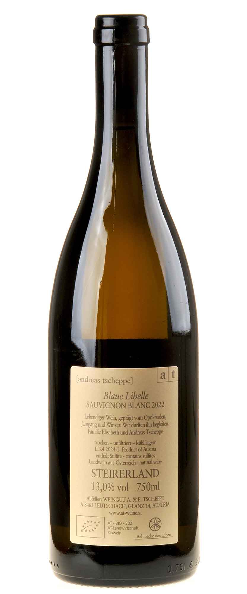 Andreas Tscheppe Blaue Libelle Bio 2022 Rücketikett