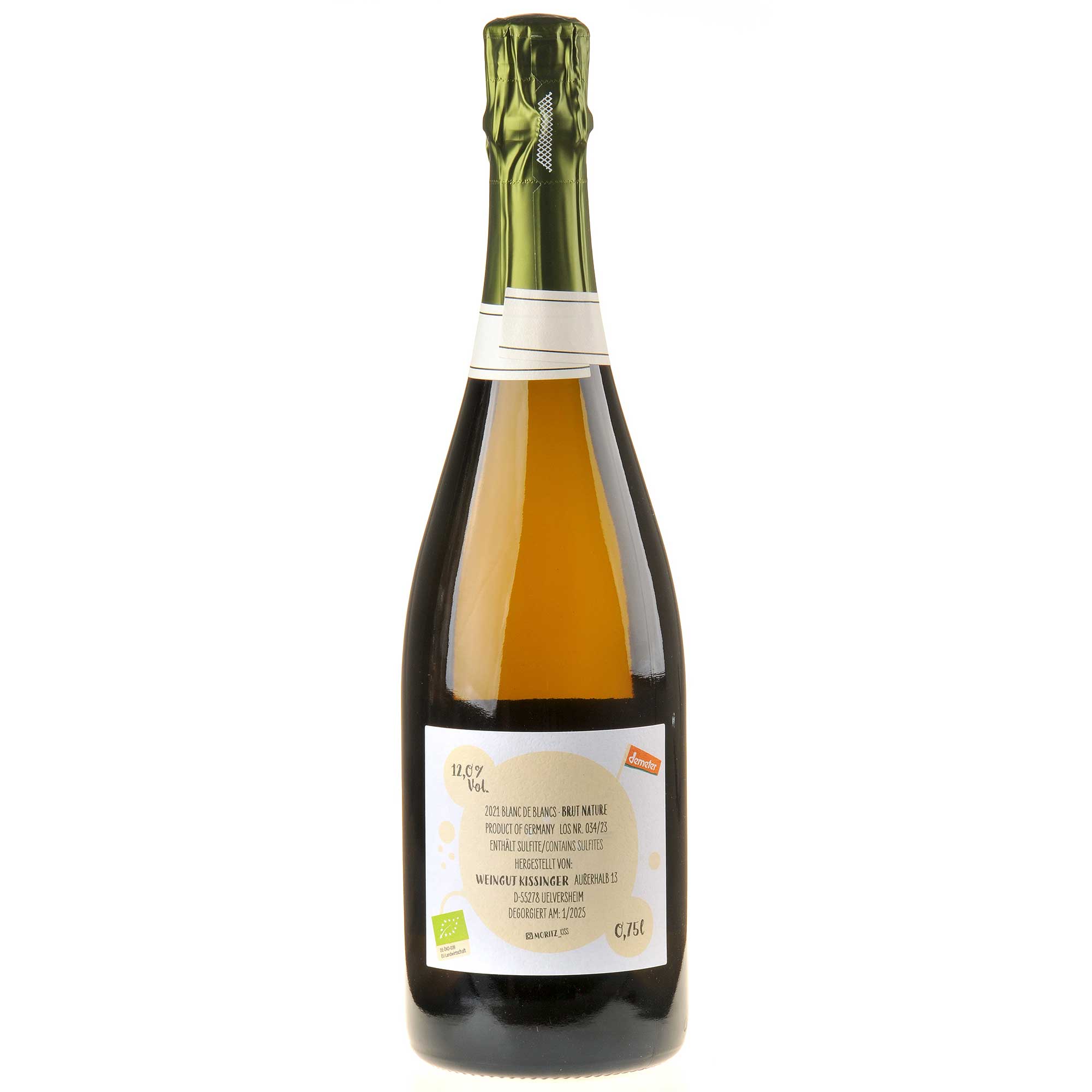 Moritz Kissinger Blanc de Blancs Brut Nature Bio 2021 Rücketikett