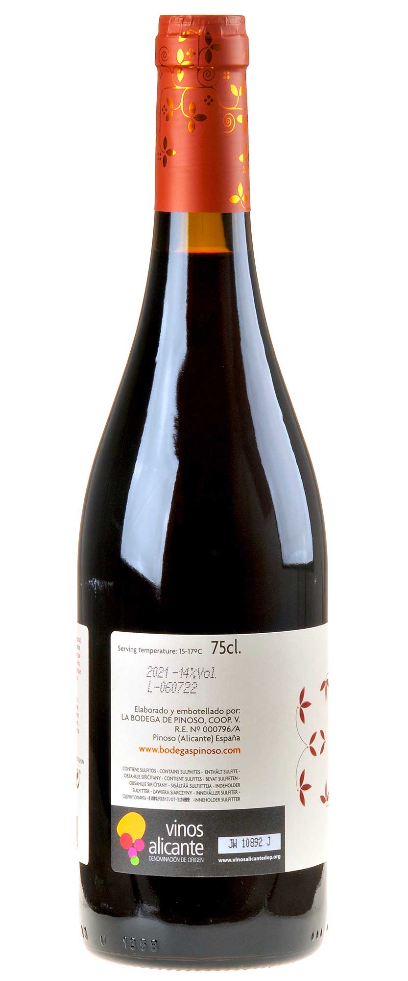 Bodegas Pinoso Vergel Red Bio 2021 Rücketikett