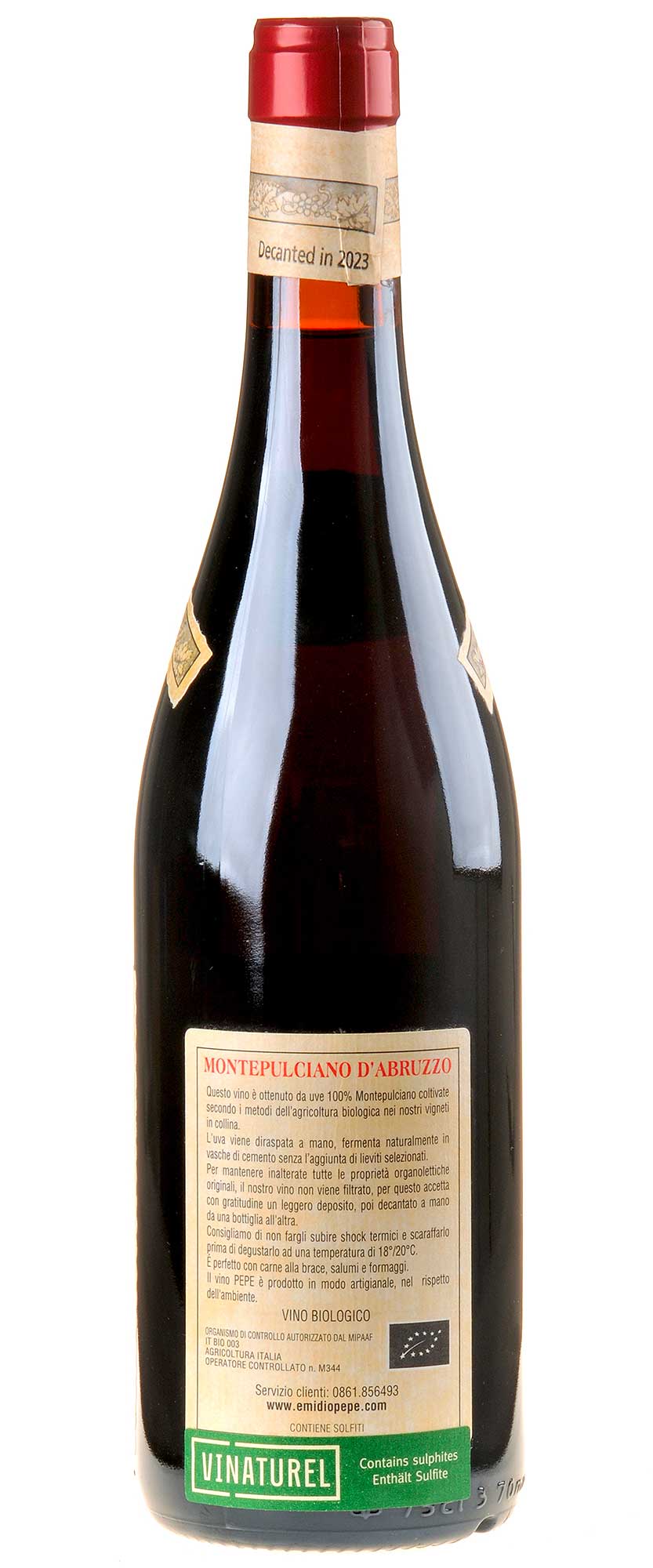 Emidio Pepe Montepulciano d'Abruzzo Selezione VV Bio 1983 Rücketikett