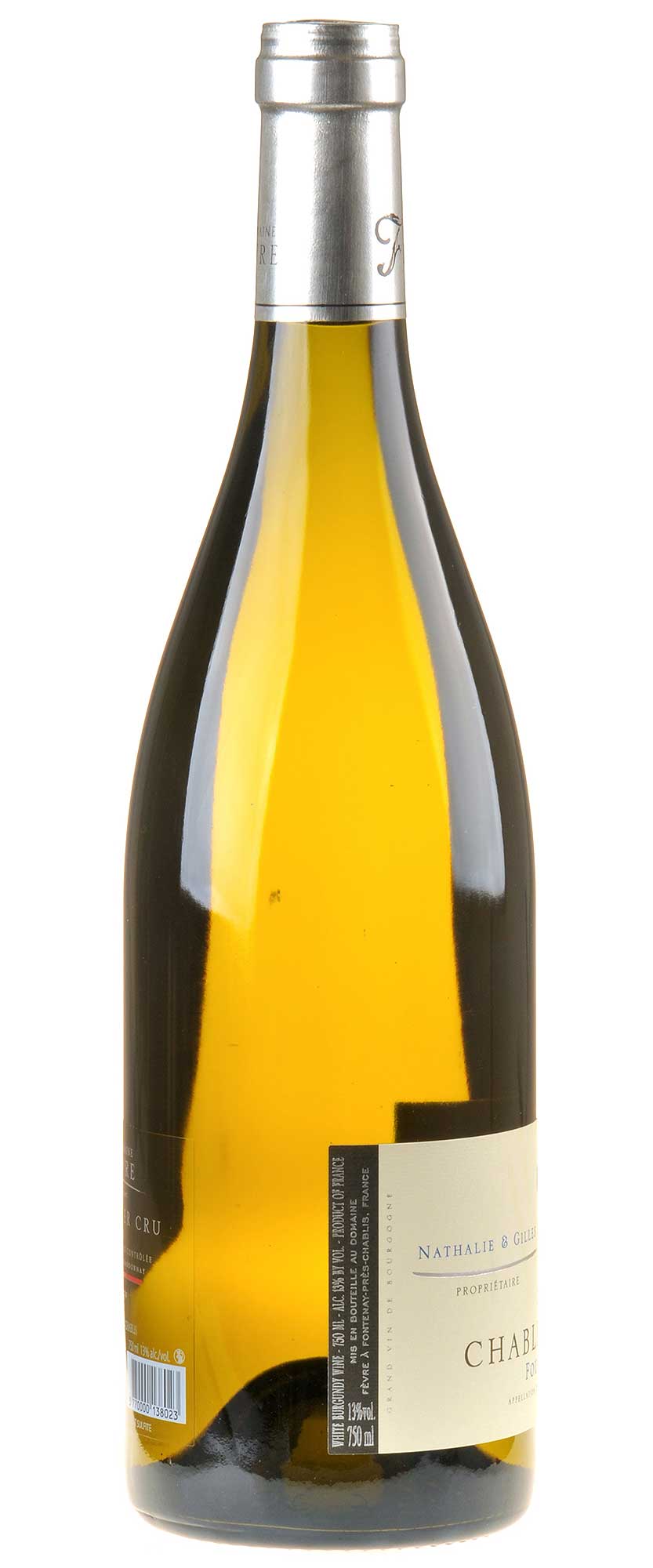 Domaine Nathalie et Gilles Fèvre Chablis 1er Cru Fourchaume Bio 2023 Rücketikett