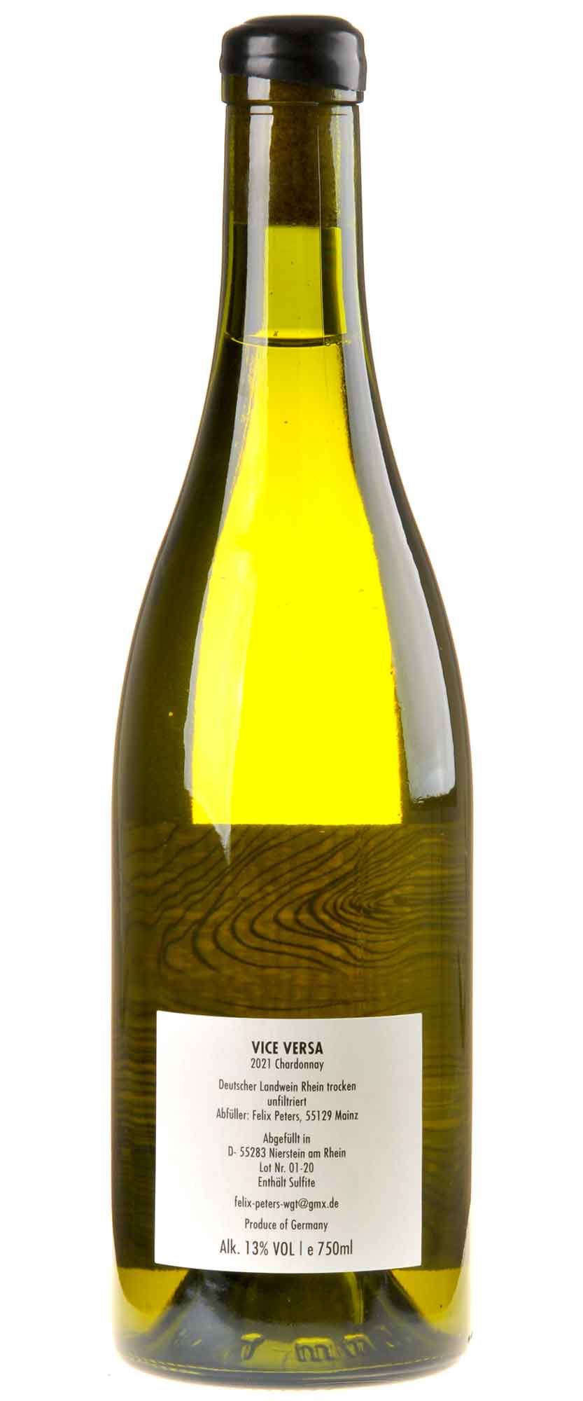 Felix Peters Chardonnay Vice Versa 2021 Rücketikett