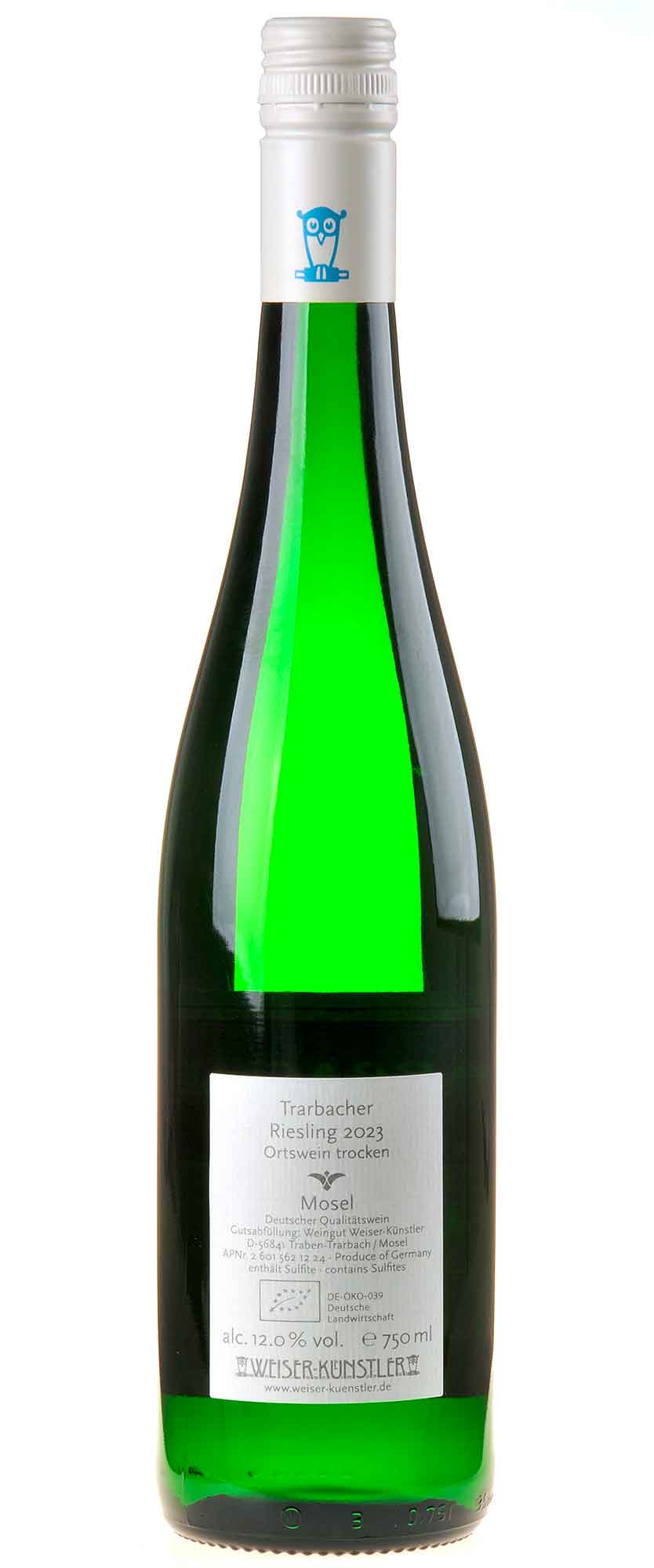 Weiser-Künstler Riesling Trarbacher trocken Bio 2023 Rücketikett