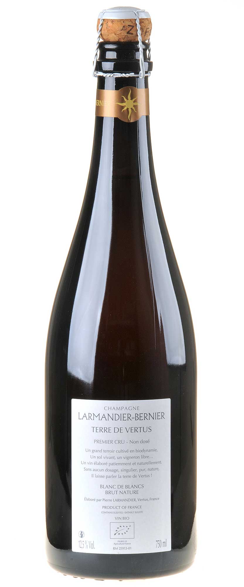 Larmandier-Bernier Terre de Vertus Champagne Non Dosé 1er Cru Blanc de Blancs Bio 2017 Rücketikett