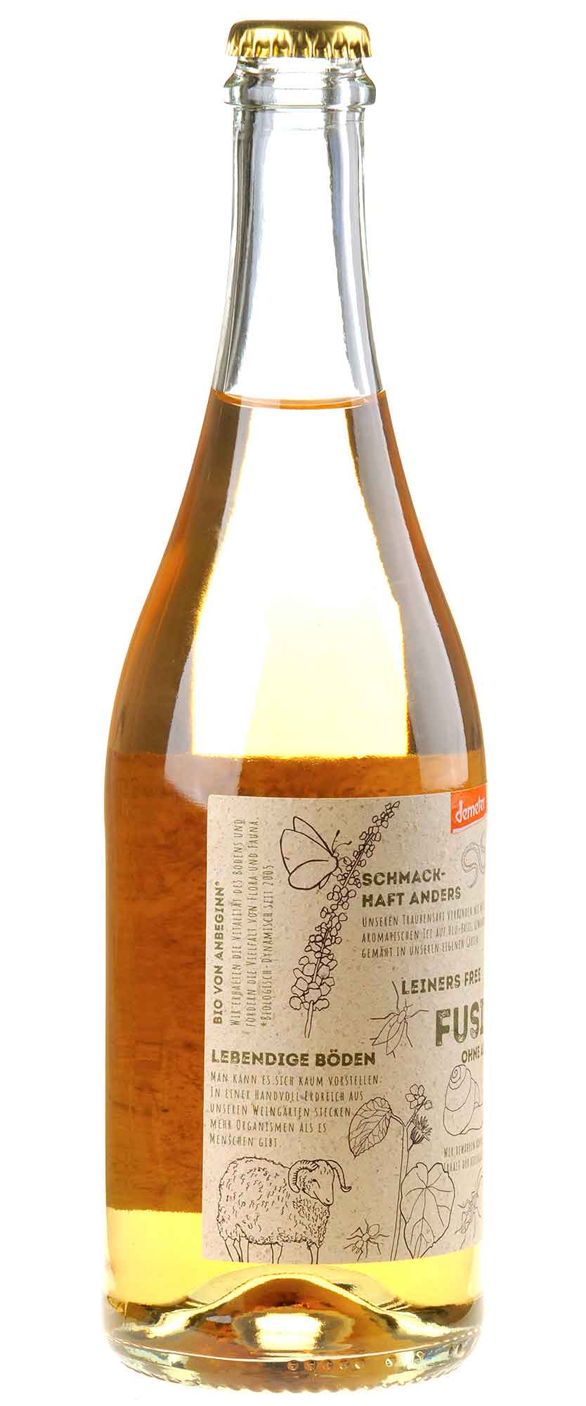 Weingut Leiner Fusion Free mit Wiesenkräutern Bio Seitenetikett