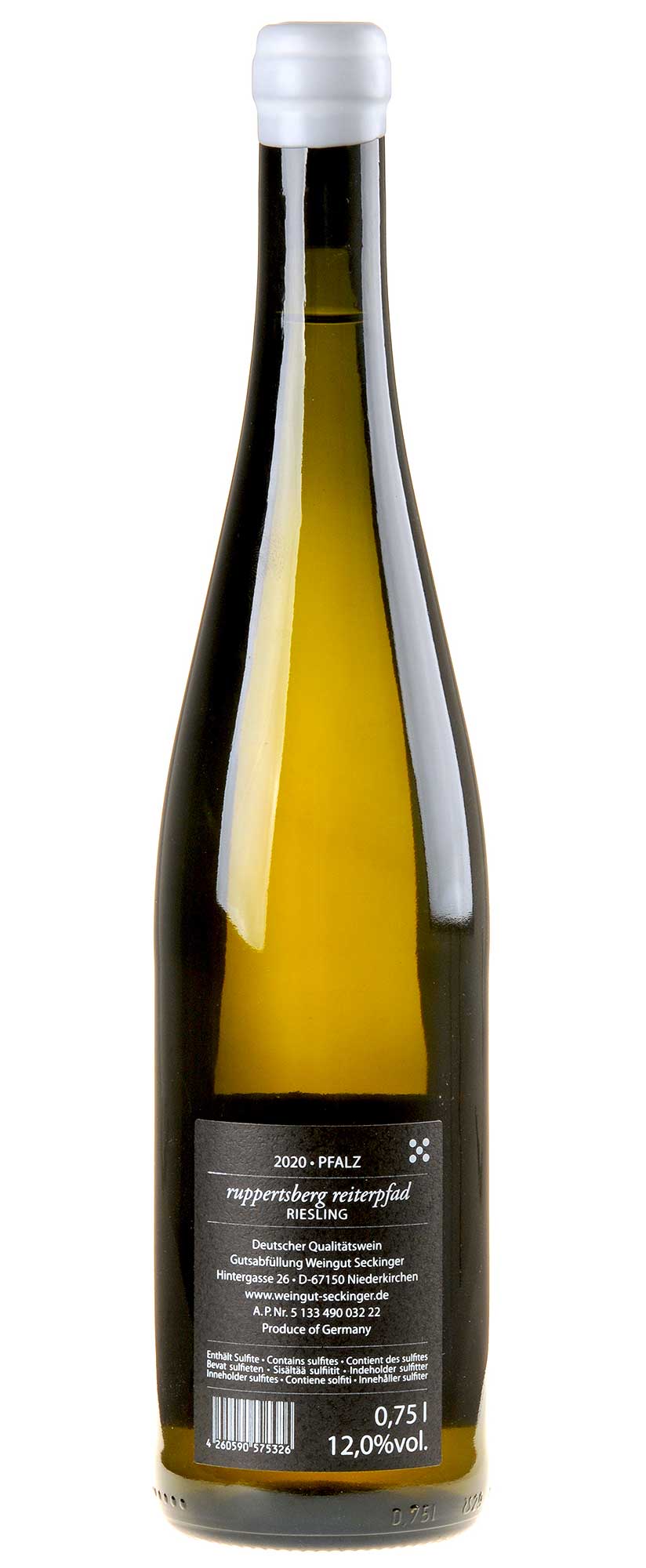 Seckinger Riesling Ruppertsberg Reiterpfad 2020 Rücketikett