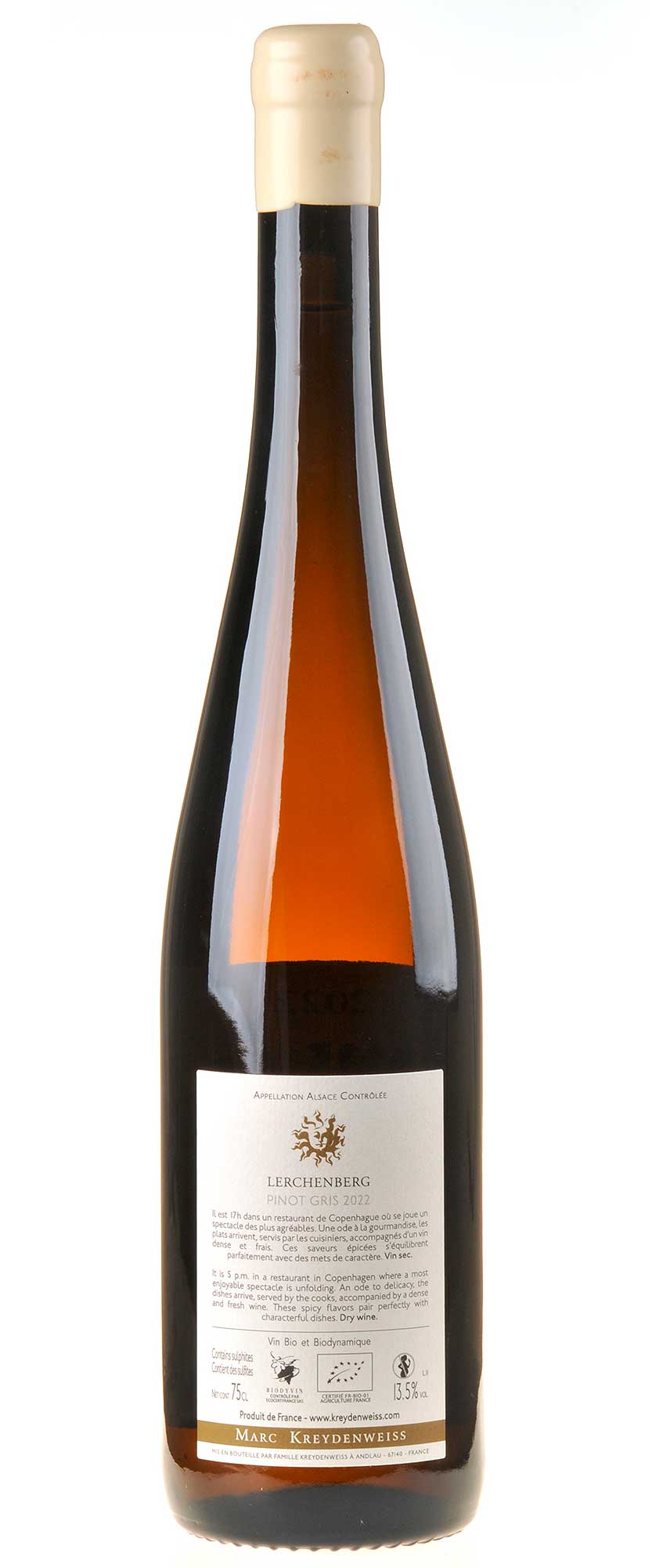 Marc Kreydenweiss Lerchenberg Pinot Gris Bio 2022 Rücketikett