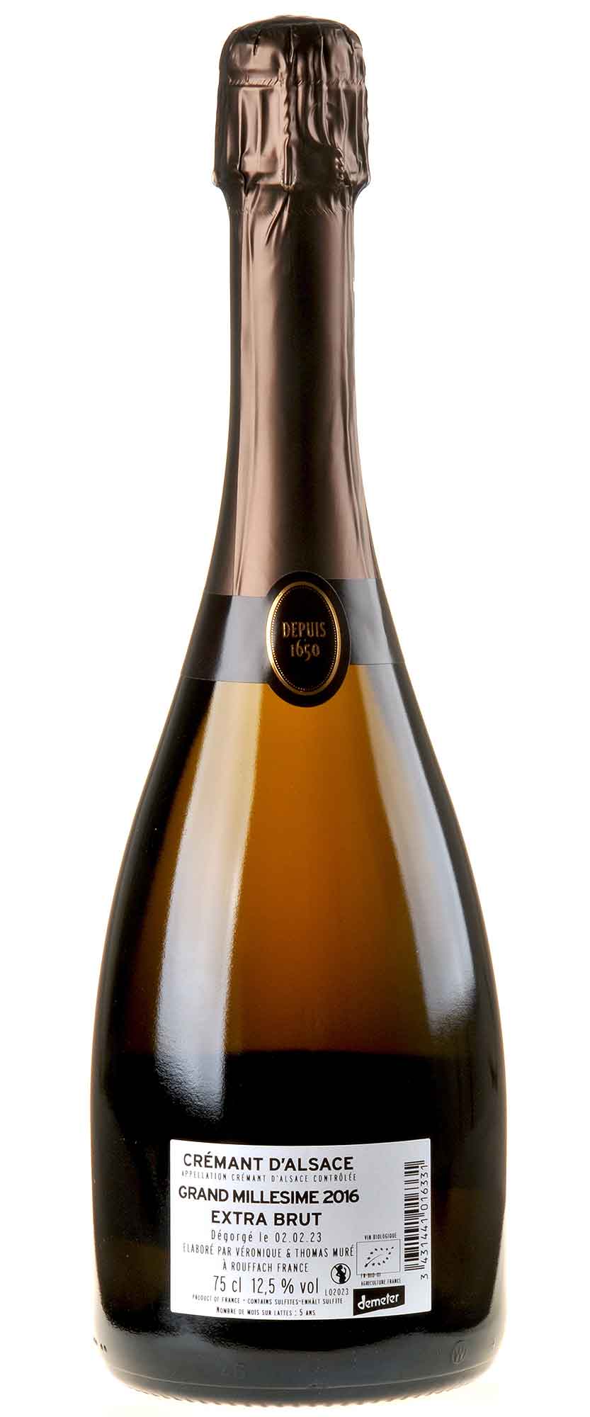 Domaine Muré - Domaine Clos St Landelin Crémant d’Alsace Grand Millésime 2016 Rücketikett