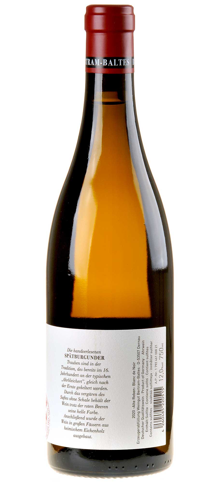 Bertram - Baltes Alte Reben Blanc de Noir 2020 Rücketikett