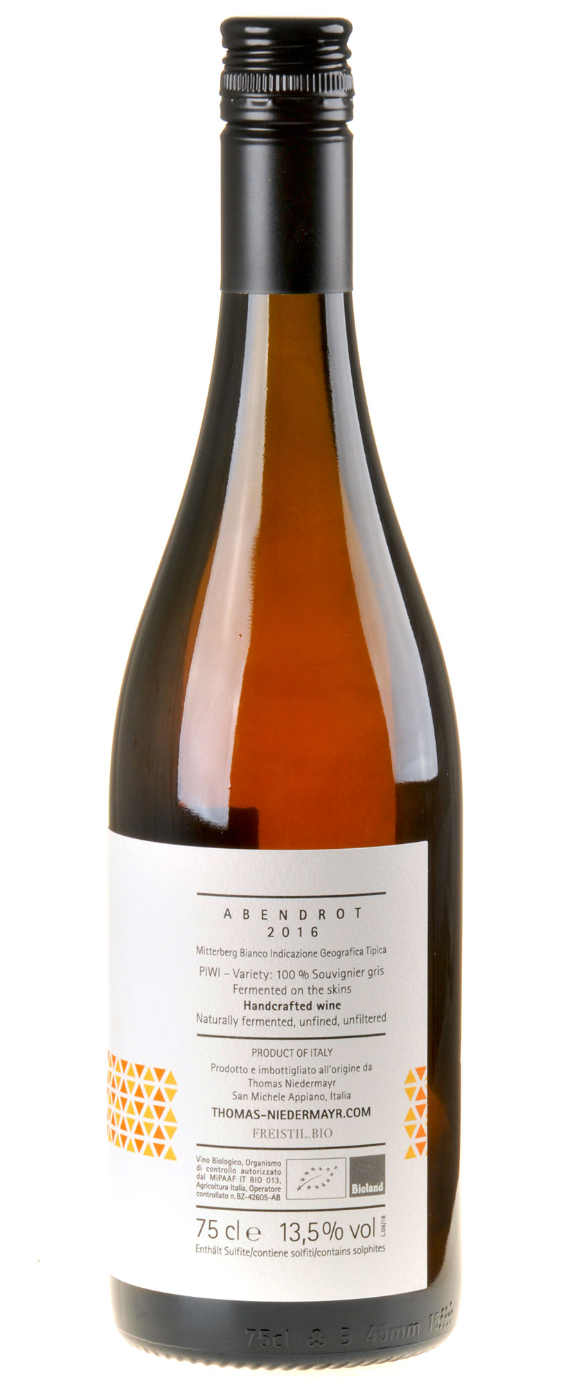 Thomas Niedermayr T.N. 06 Abendrot Bio 2016 Rücketikett