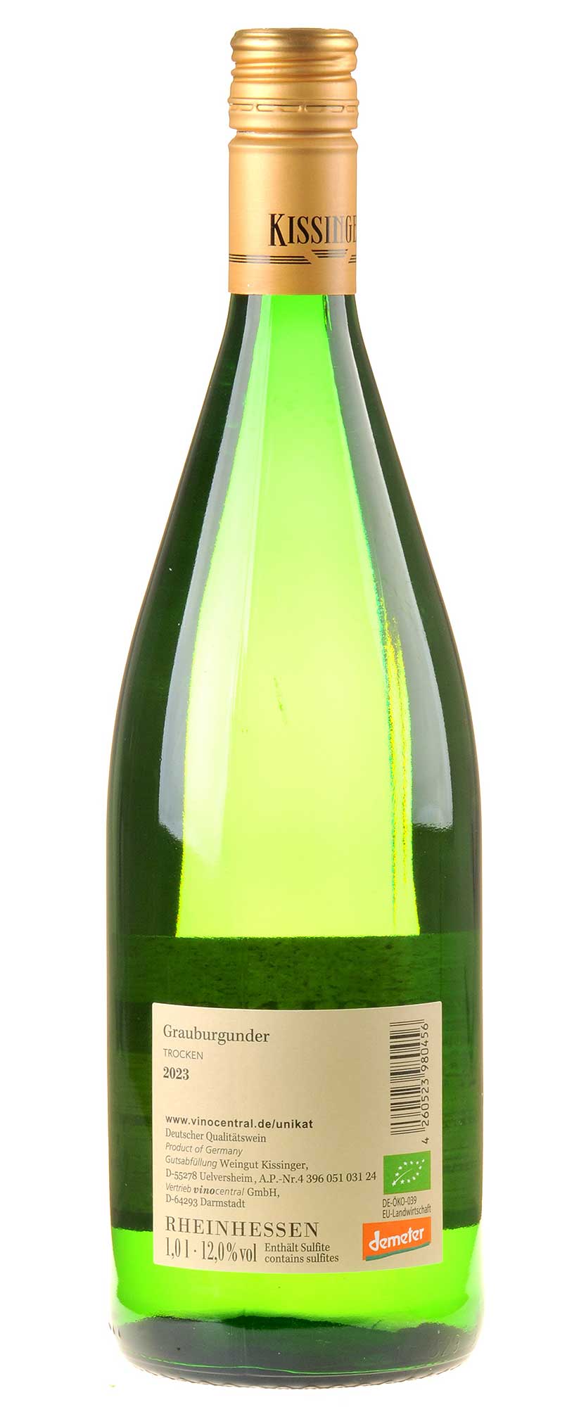 Weingut Kissinger Grauburgunder Liter Bio 2023 Rücketikett