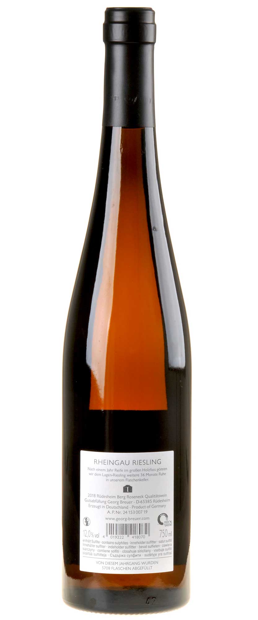 Weingut Georg Breuer Riesling Berg Roseneck 2018 Rücketikett