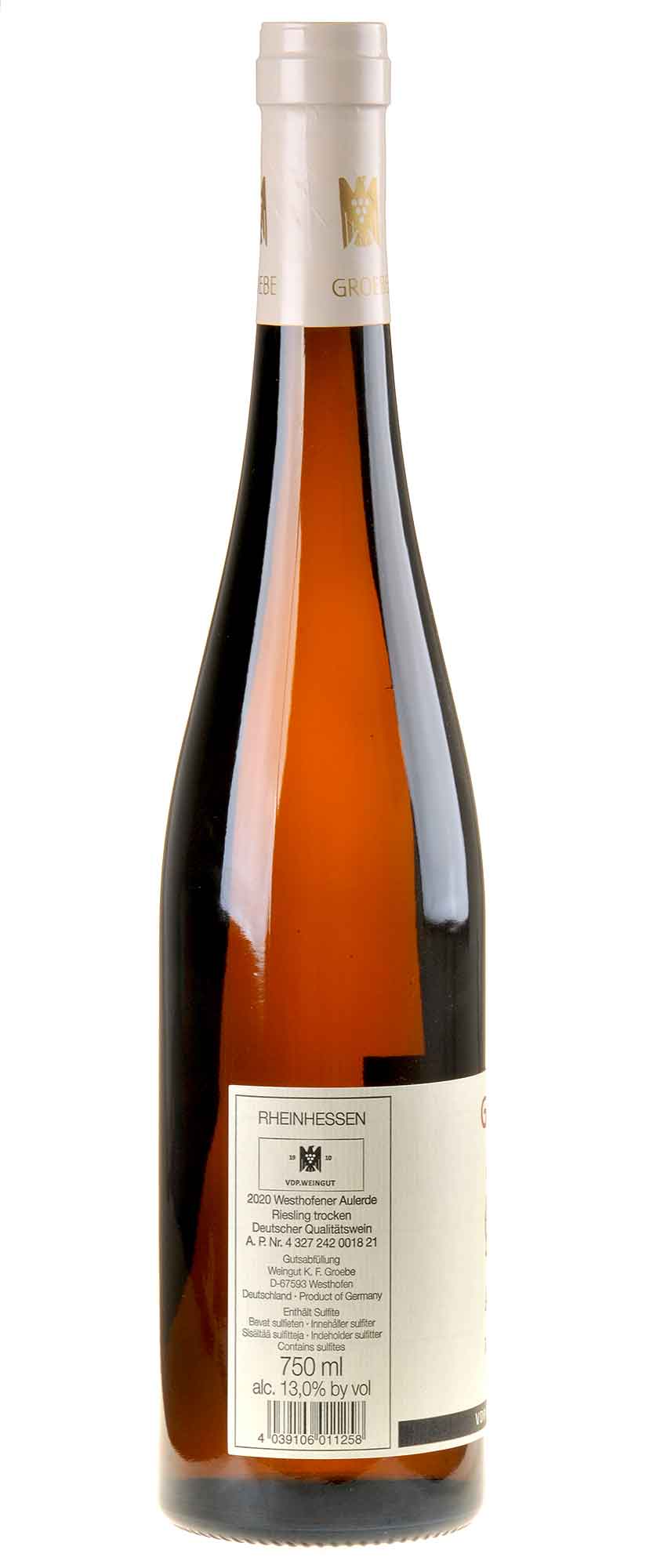 Groebe Riesling Aulerde GG 2020 Rücketikett