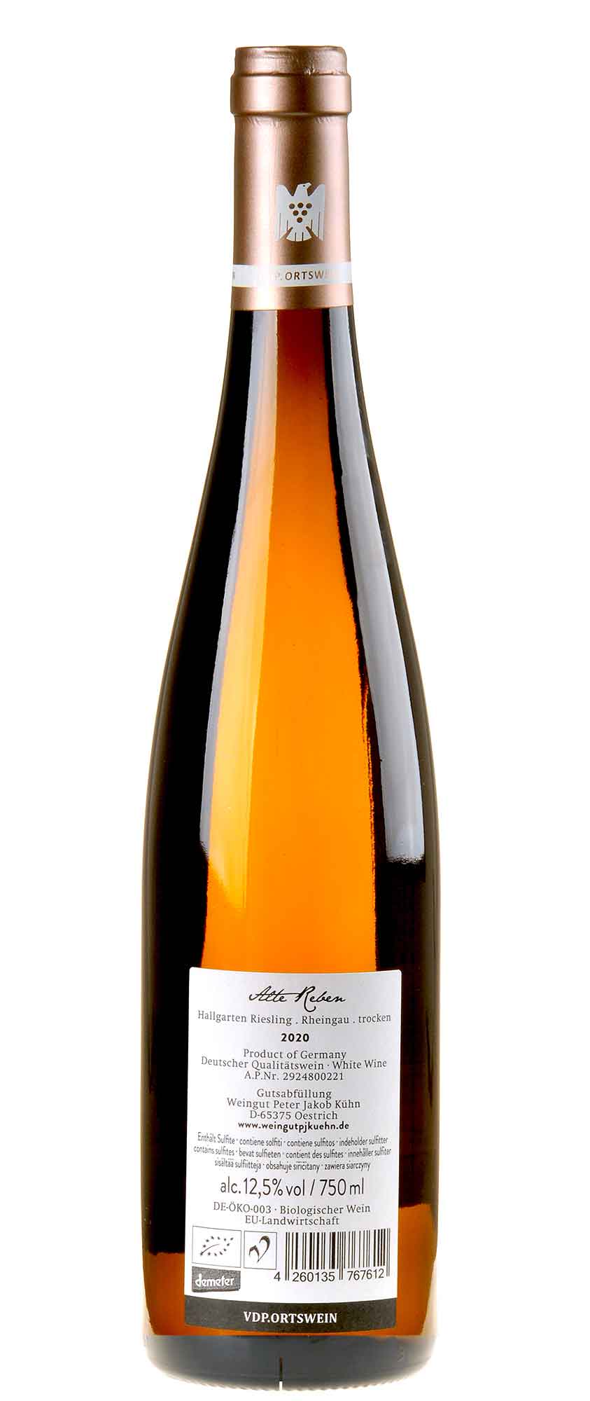 Peter Jakob Kühn Riesling Hallgarten Alte Reben Bio 2020 Rücketikett