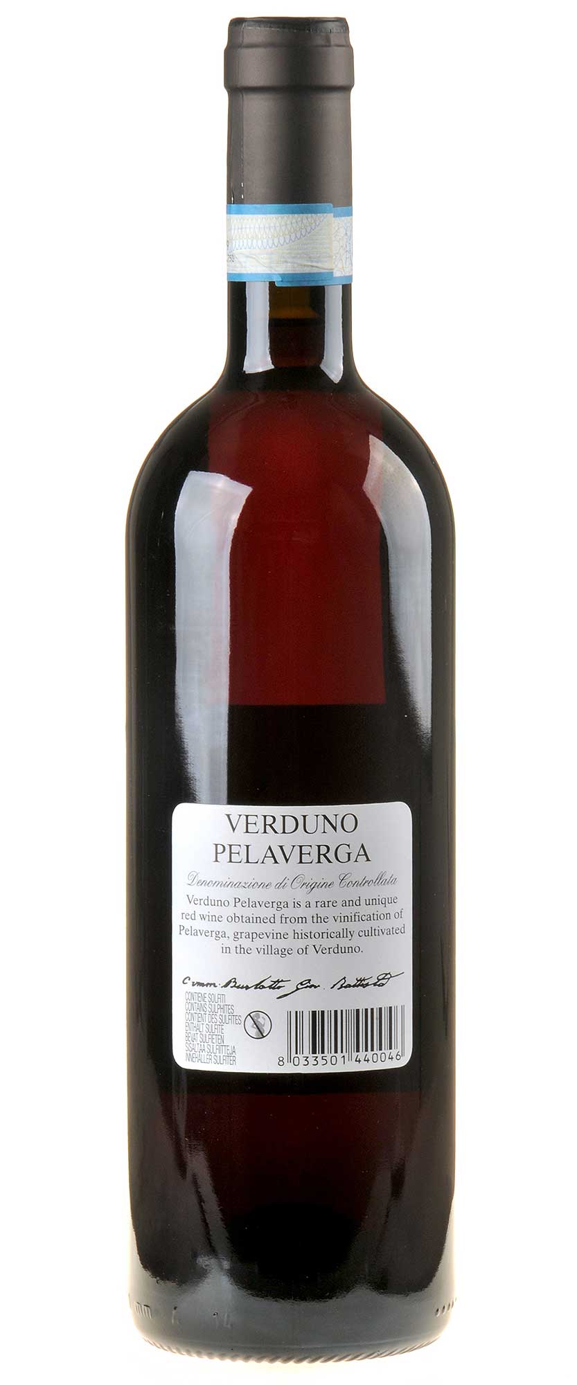 Comm. G.B. Burlotto Verduno Pelaverga DOC 2023 Rücketikett