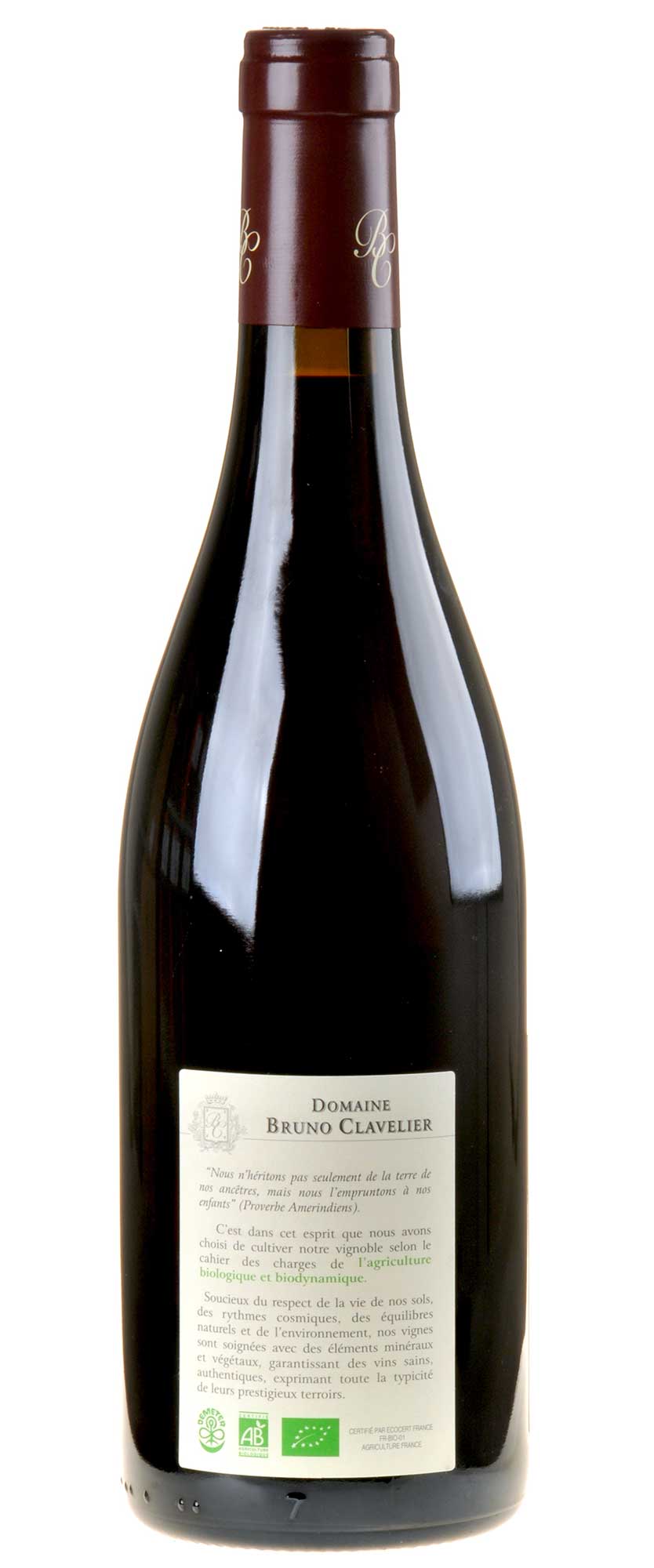 Bruno Clavelier Gevrey-Chambertin 1er Cru Les Corbeaux Bio 2019 Rücketikett