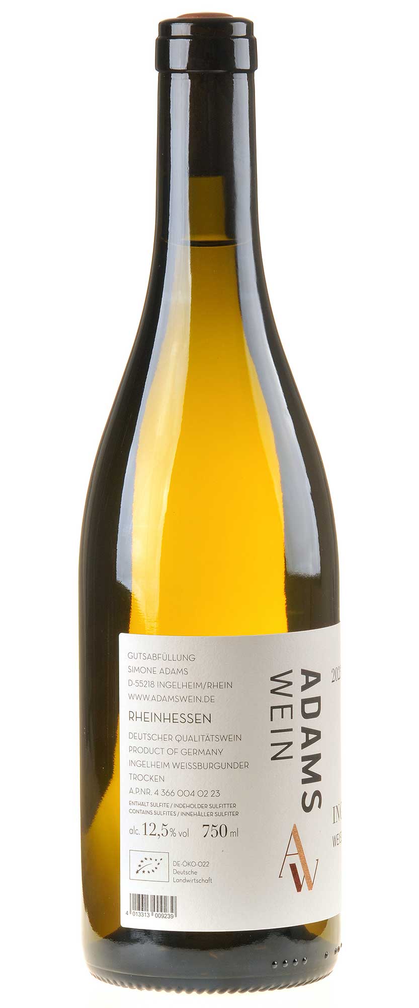 AdamsWein Weißburgunder Ingelheim 2023 Rücketikett
