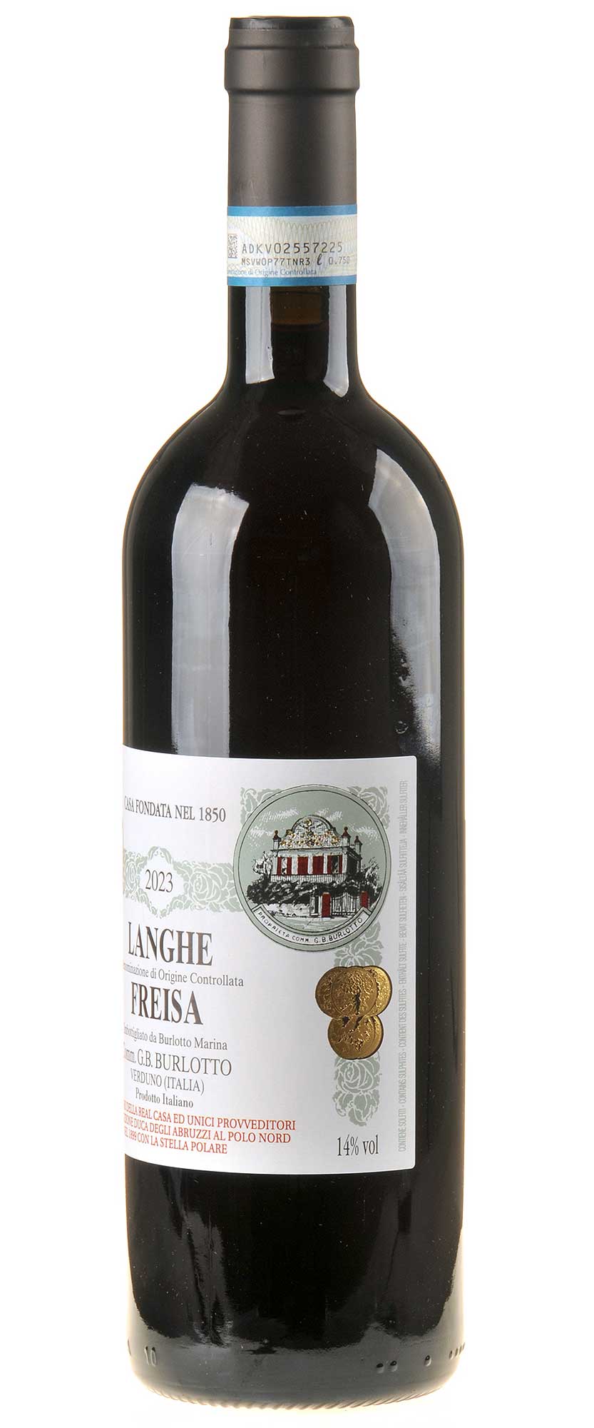 Comm. G.B. Burlotto Langhe Freisa 2023 Seitenetikett