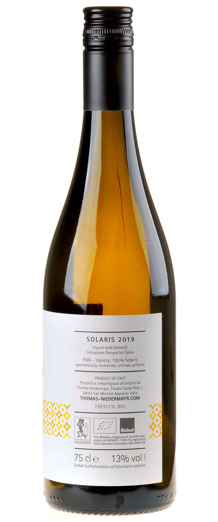 Thomas Niedermayr T.N. 14 Solaris Bio 2019 Rücketikett